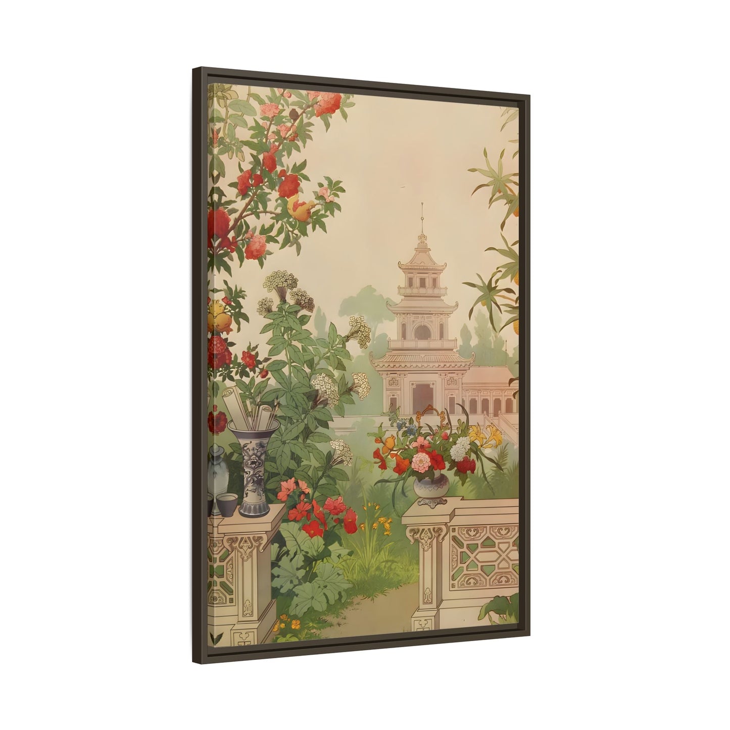 Large Framed Indian Floral Canvas Wall Art Pichwai Vintage Print