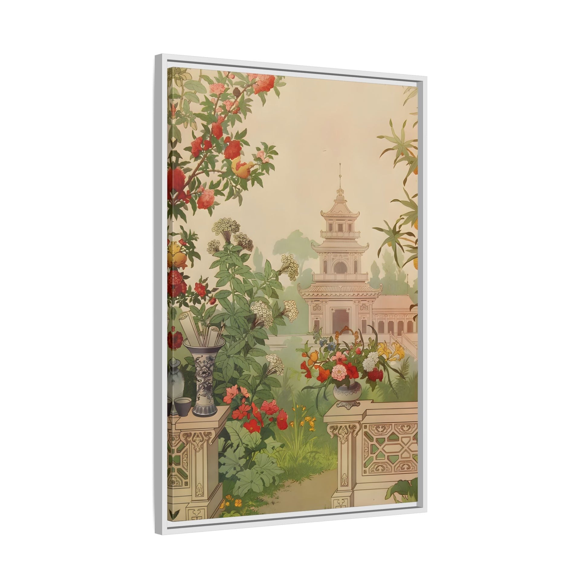 Large Framed Indian Floral Canvas Wall Art Pichwai Vintage Print