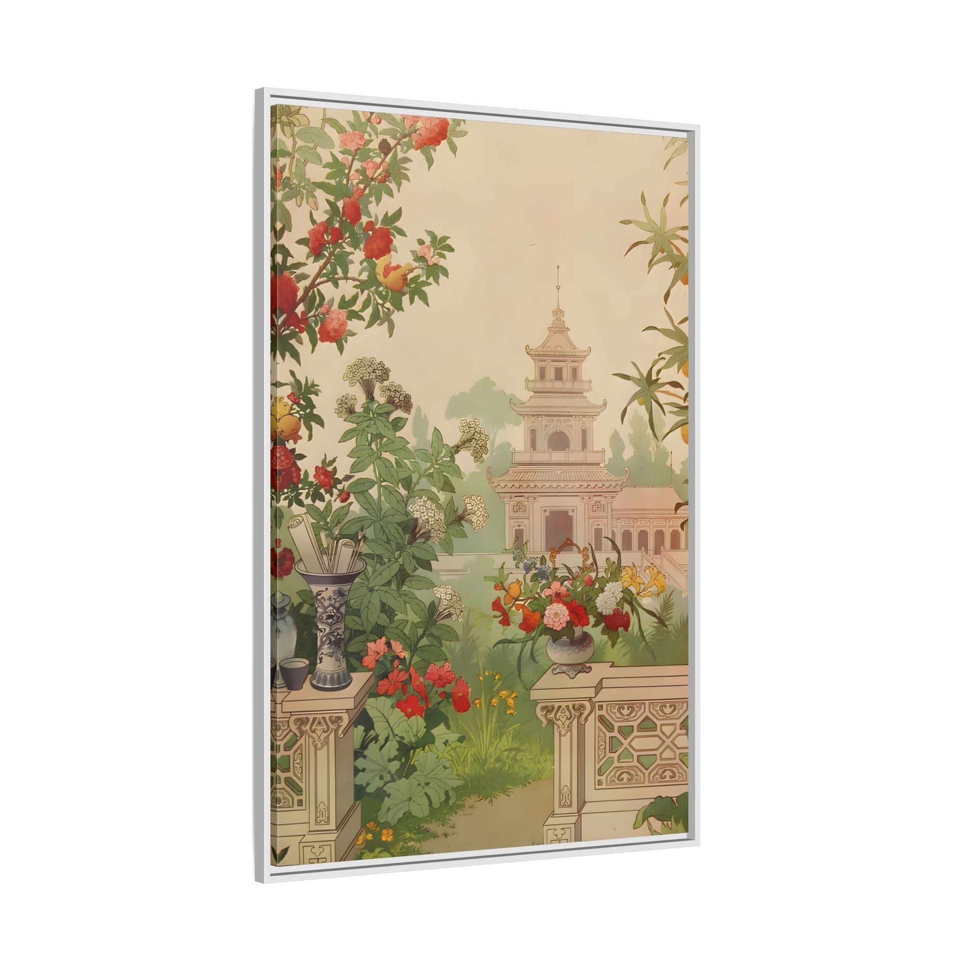 Large Framed Indian Floral Canvas Wall Art Pichwai Vintage Print