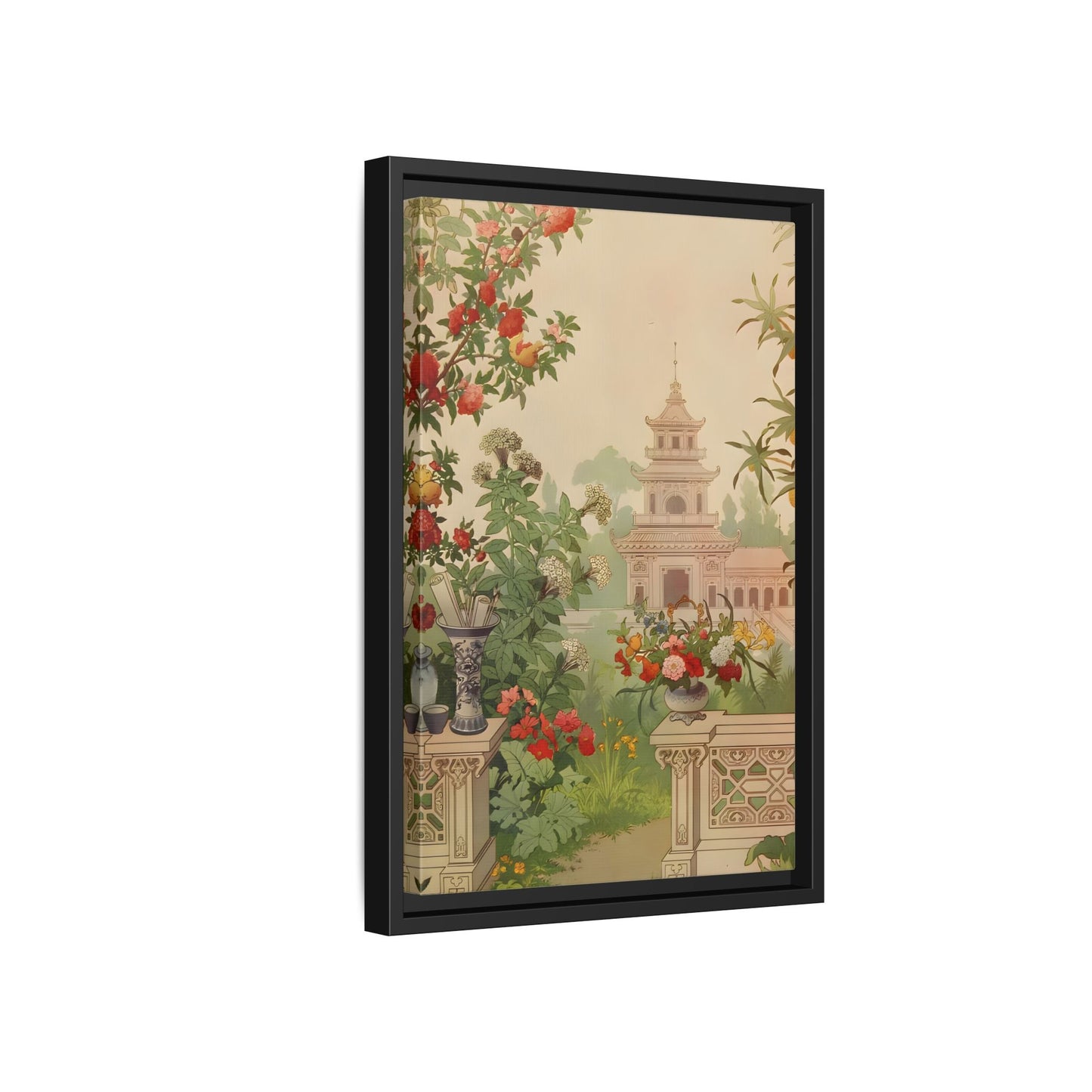 Large Framed Indian Floral Canvas Wall Art Pichwai Vintage Print