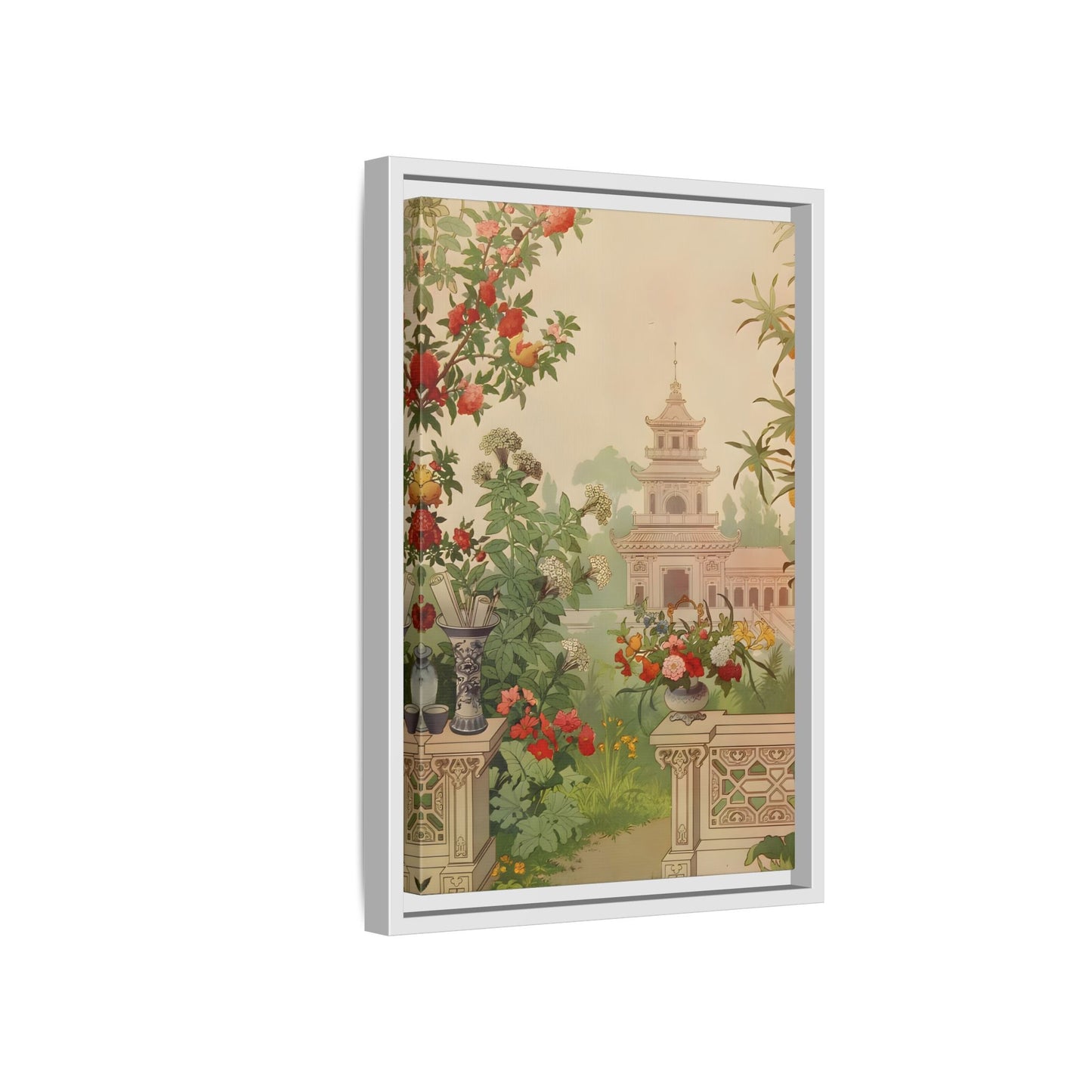 Large Framed Indian Floral Canvas Wall Art Pichwai Vintage Print