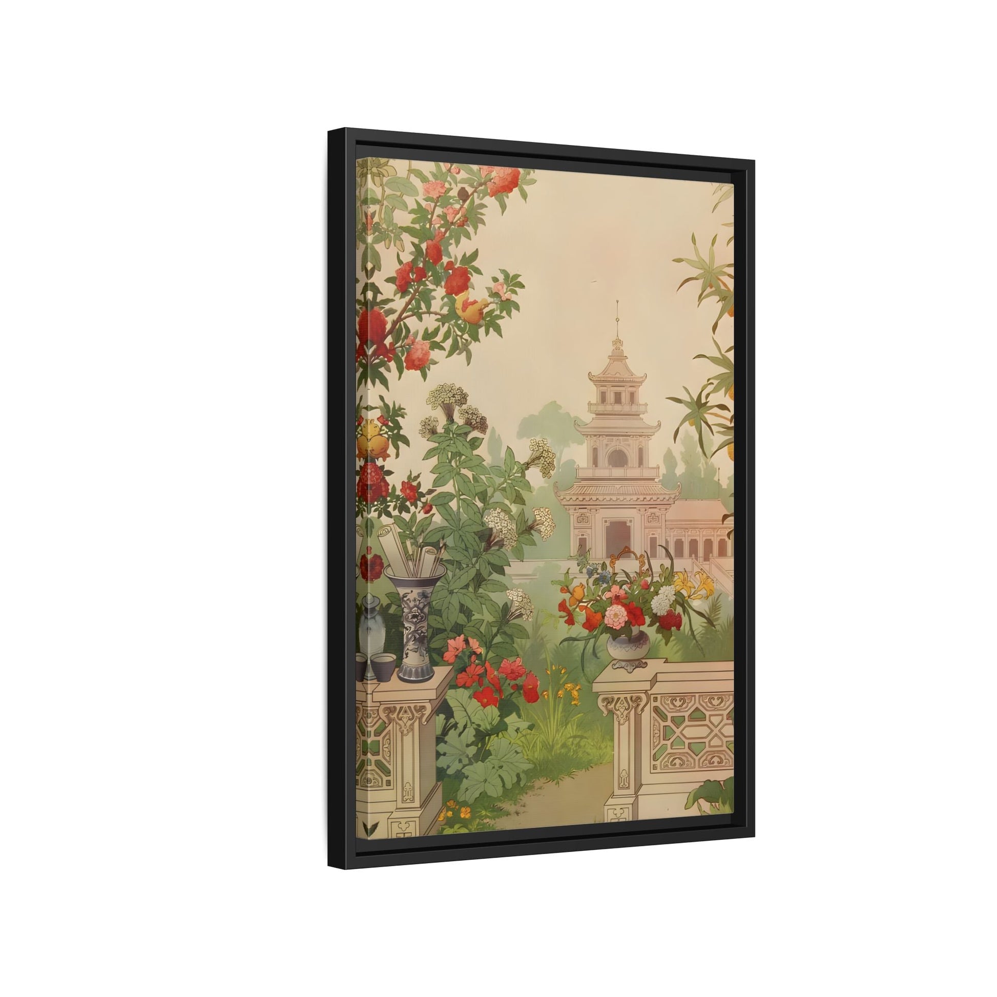 Large Framed Indian Floral Canvas Wall Art Pichwai Vintage Print