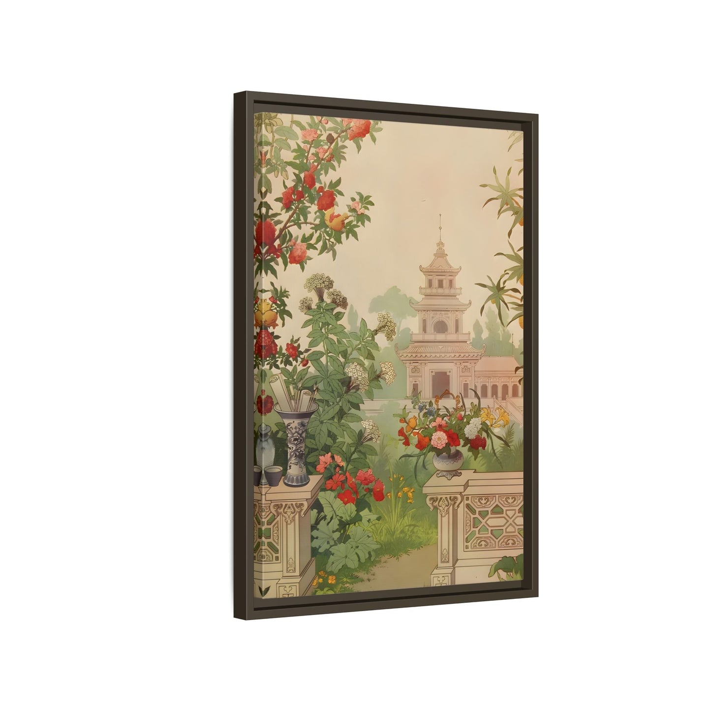 Large Framed Indian Floral Canvas Wall Art Pichwai Vintage Print