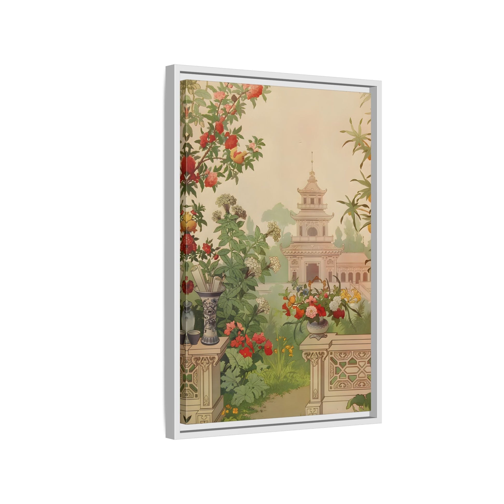Large Framed Indian Floral Canvas Wall Art Pichwai Vintage Print