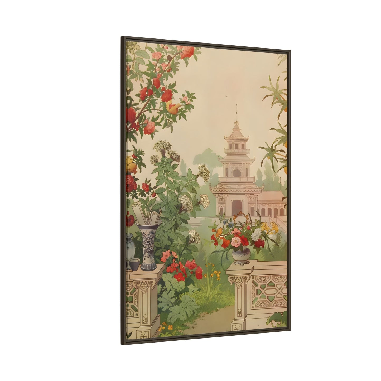 Large Framed Indian Floral Canvas Wall Art Pichwai Vintage Print