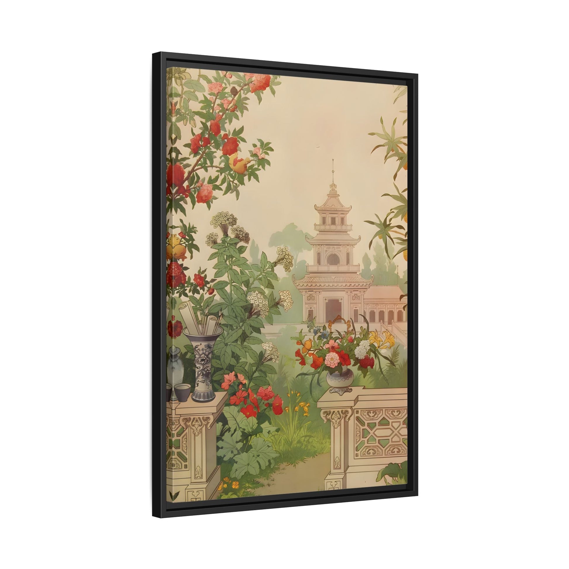 Large Framed Indian Floral Canvas Wall Art Pichwai Vintage Print