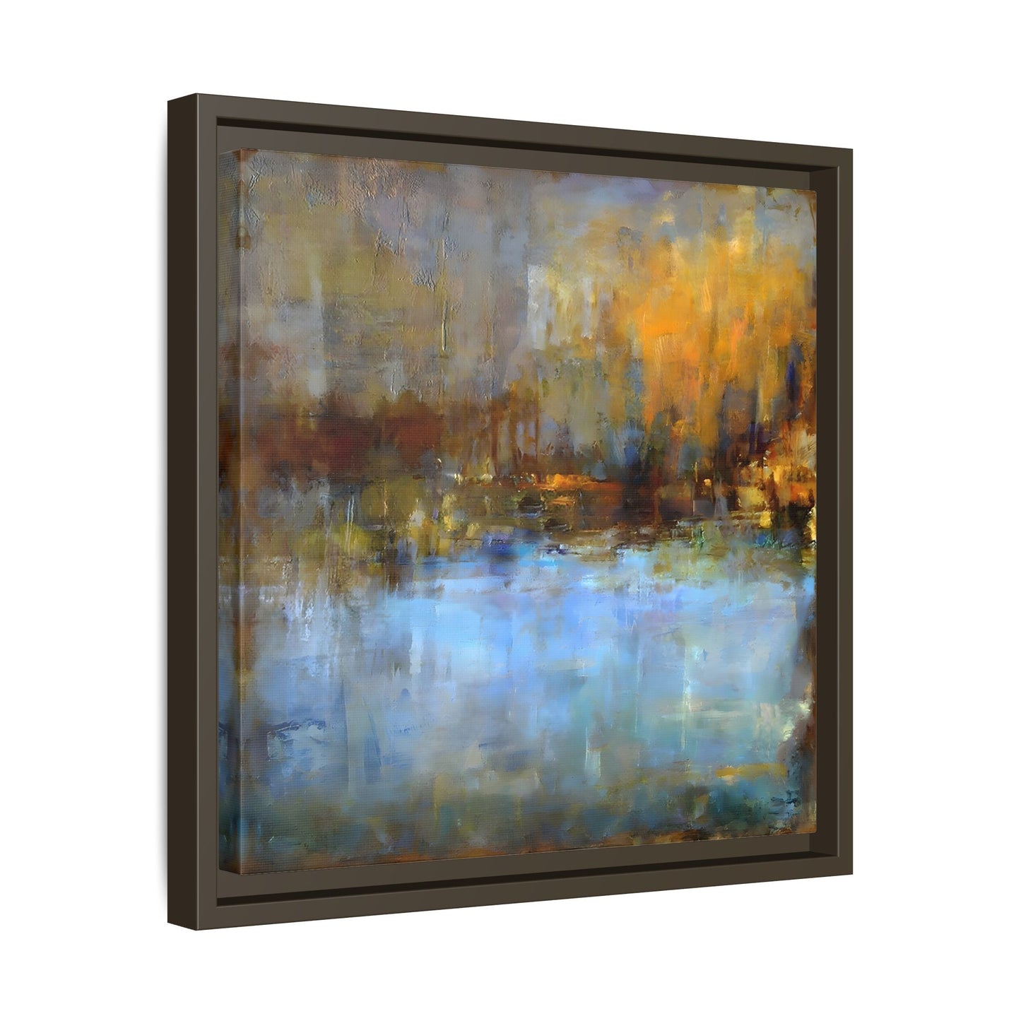 Large Framed Square Blue Gray Abstract Canvas Wall Art Prints