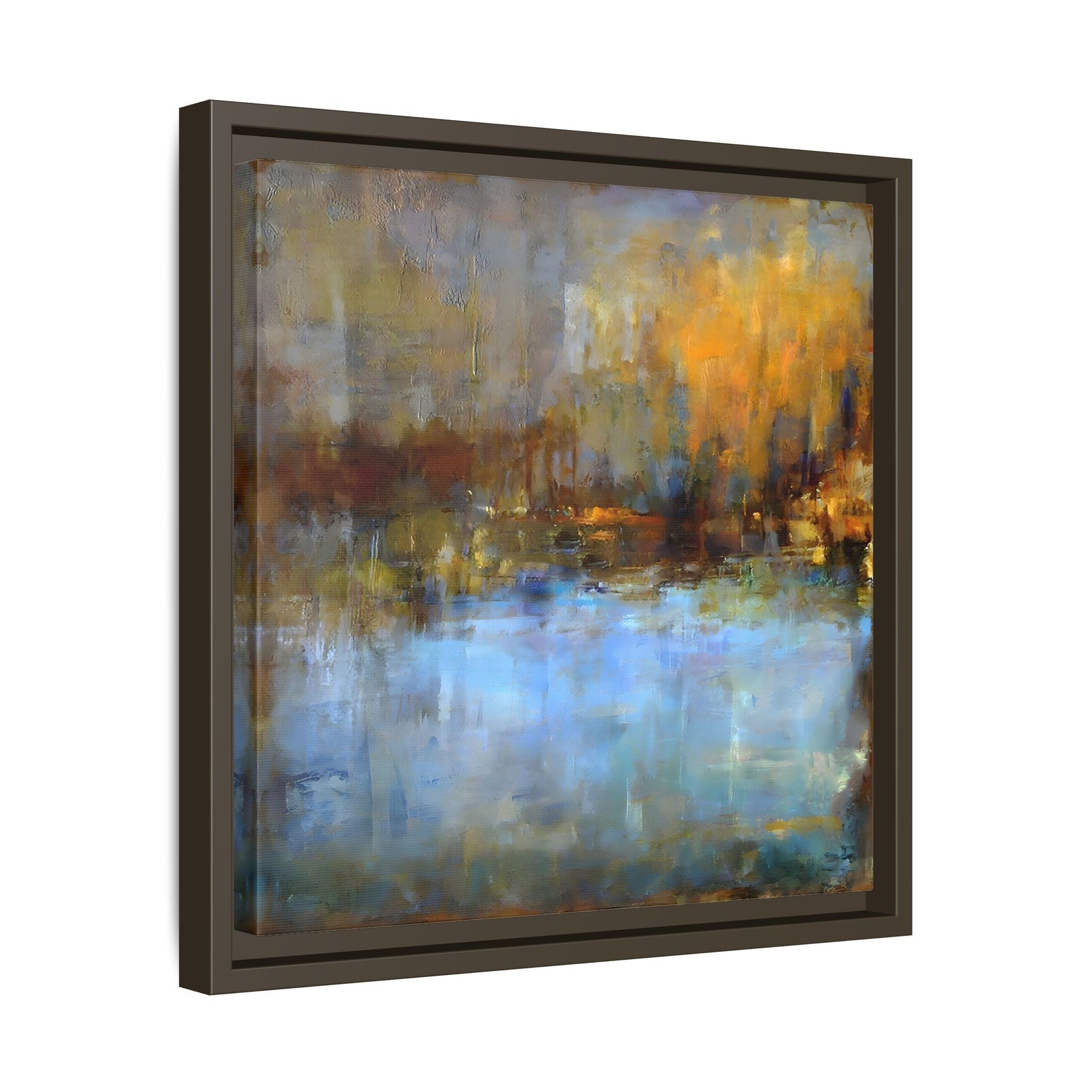 Large Framed Square Blue Gray Abstract Canvas Wall Art Prints