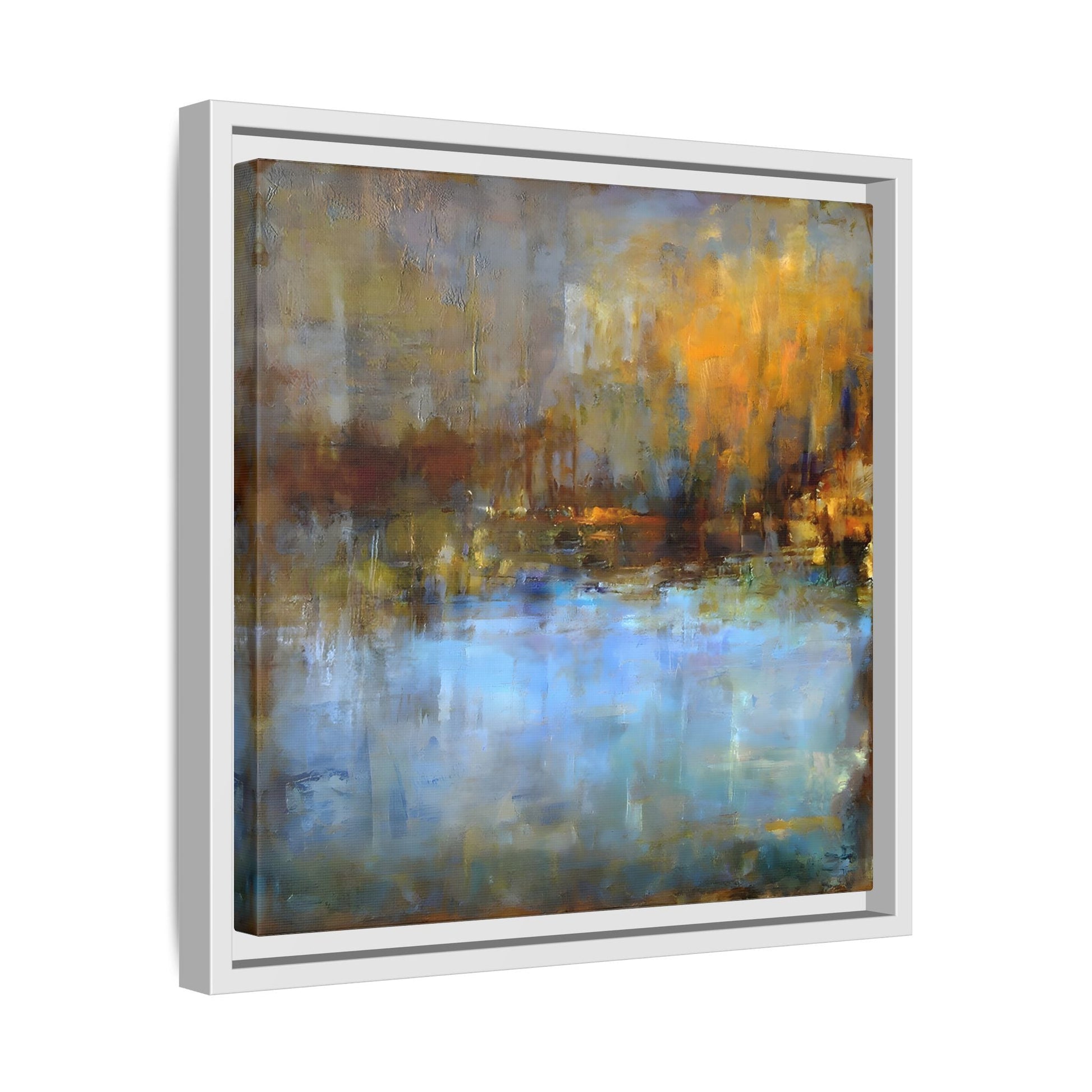 Large Framed Square Blue Gray Abstract Canvas Wall Art Prints