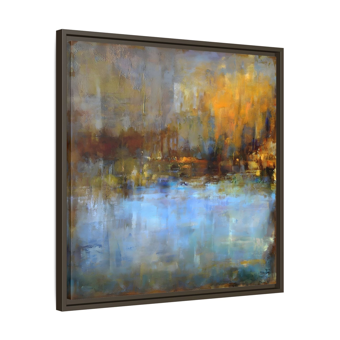 Large Framed Square Blue Gray Abstract Canvas Wall Art Prints