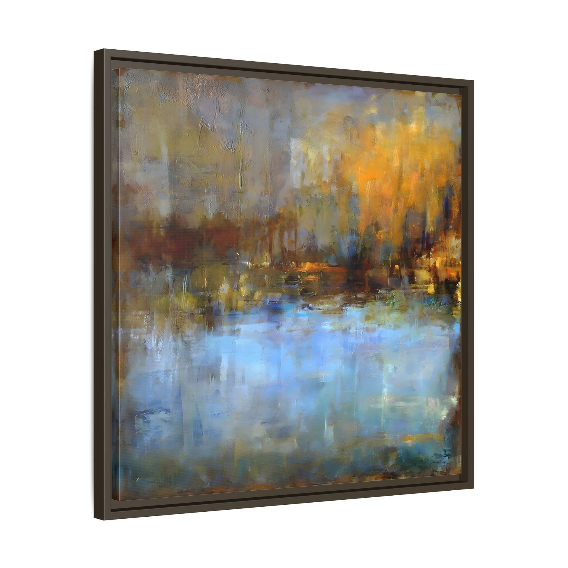 Large Framed Square Blue Gray Abstract Canvas Wall Art Prints