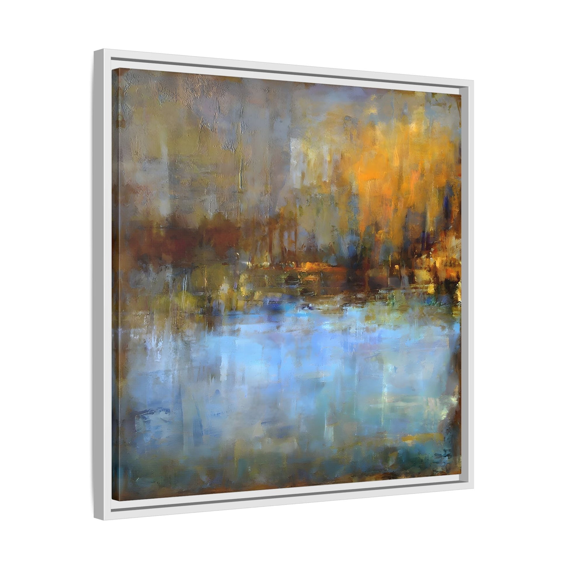 Large Framed Square Blue Gray Abstract Canvas Wall Art Prints