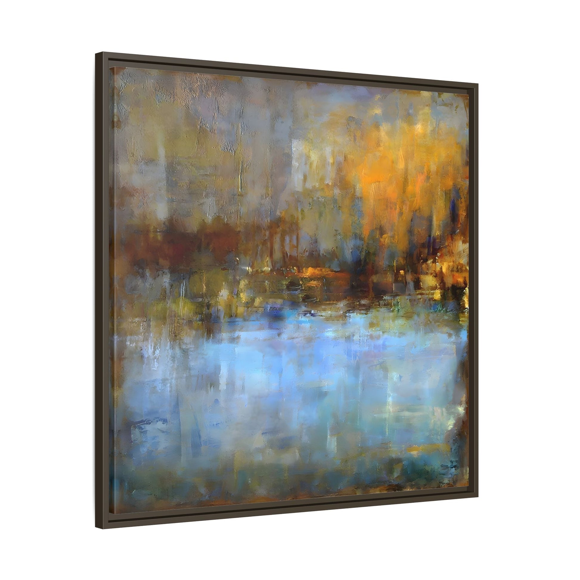 Large Framed Square Blue Gray Abstract Canvas Wall Art Prints