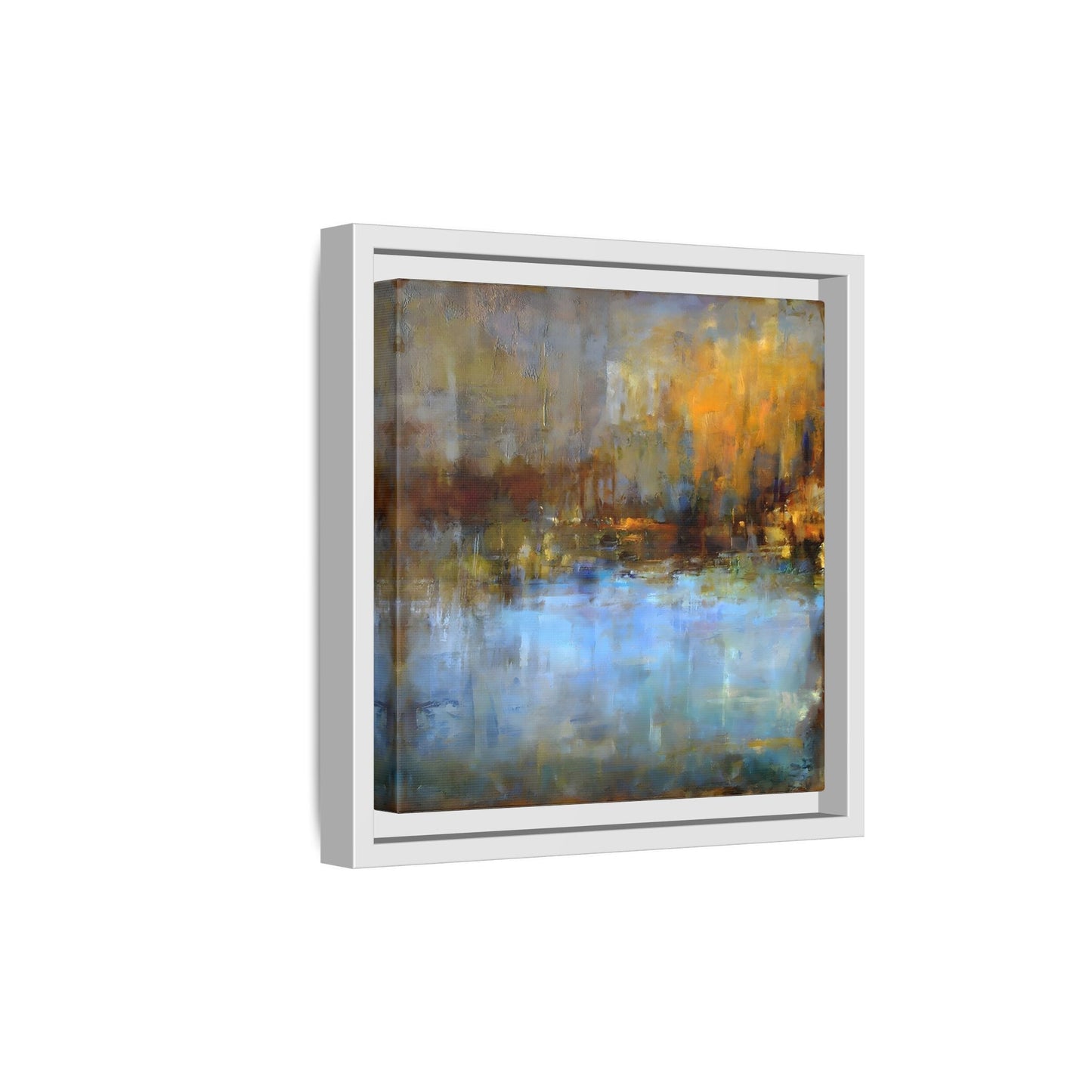 Large Framed Square Blue Gray Abstract Canvas Wall Art Prints