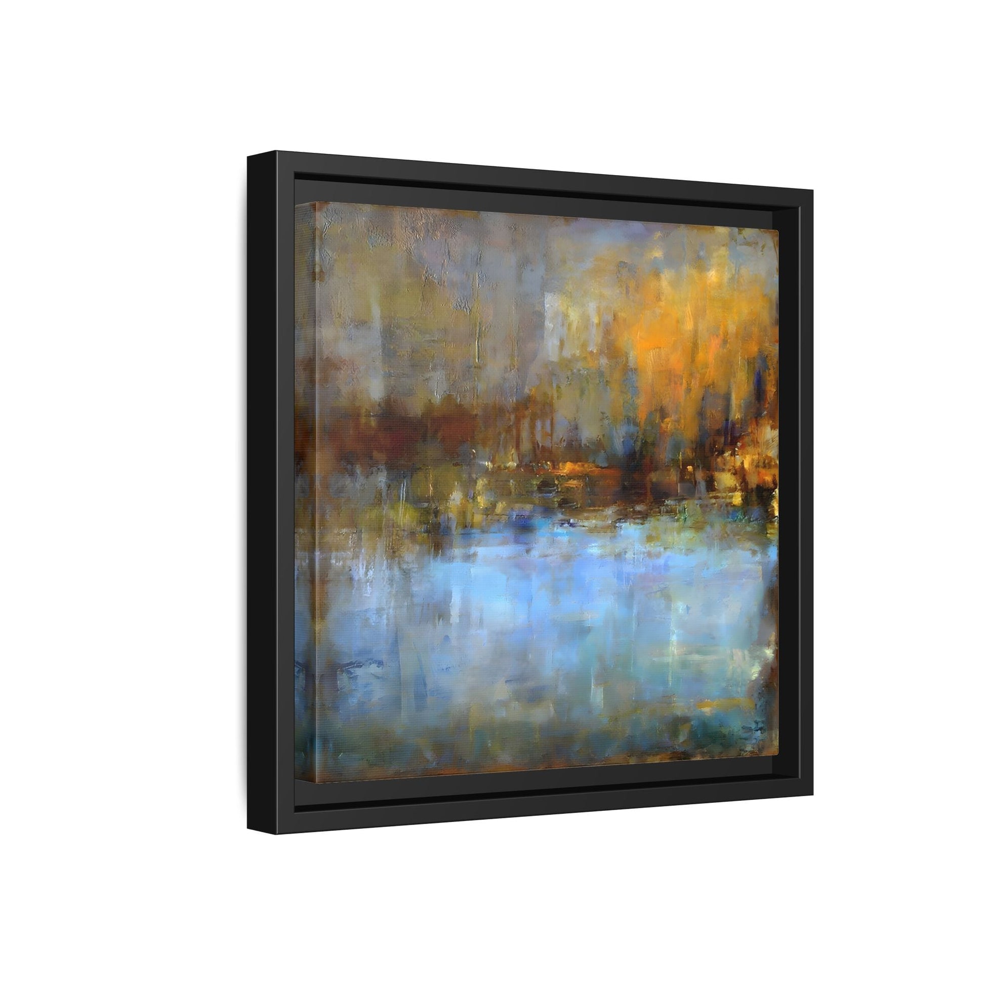 Large Framed Square Blue Gray Abstract Canvas Wall Art Prints