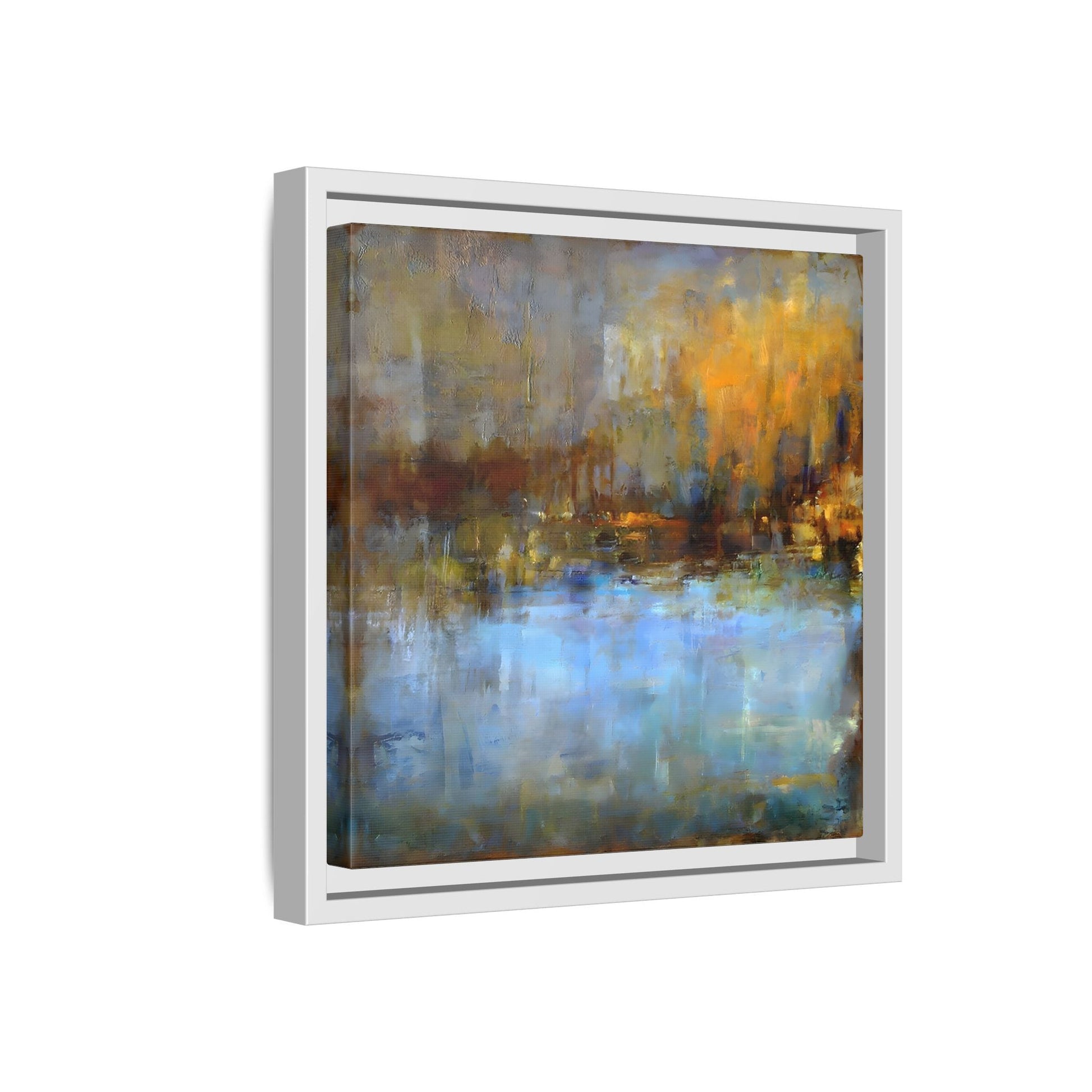 Large Framed Square Blue Gray Abstract Canvas Wall Art Prints