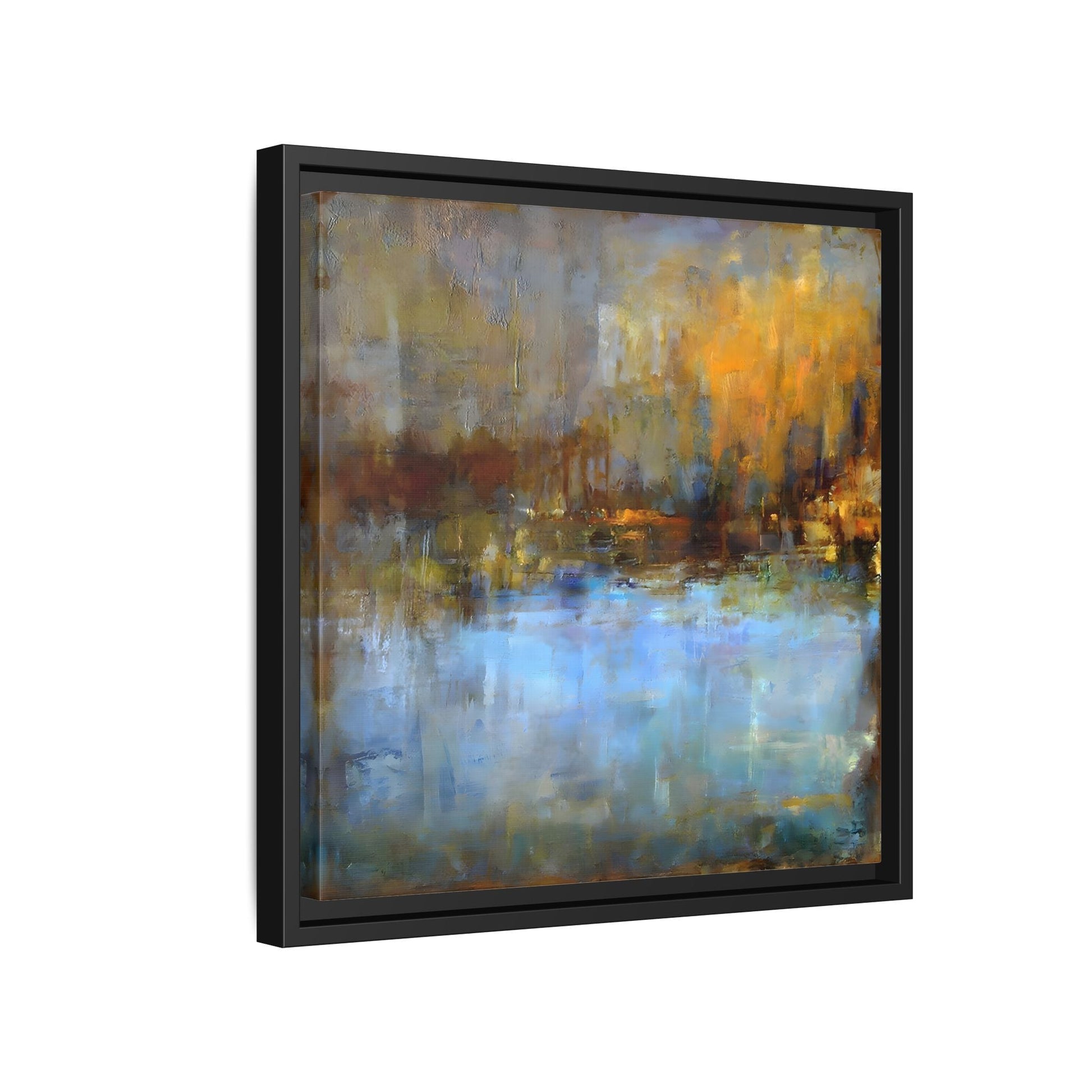 Large Framed Square Blue Gray Abstract Canvas Wall Art Prints