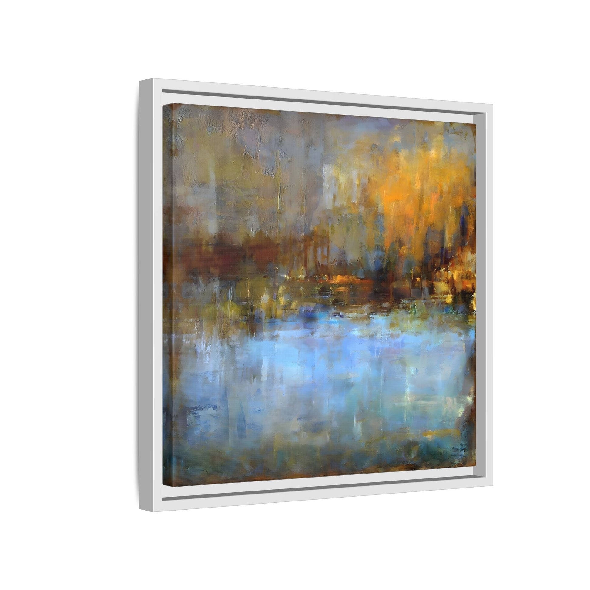 Large Framed Square Blue Gray Abstract Canvas Wall Art Prints