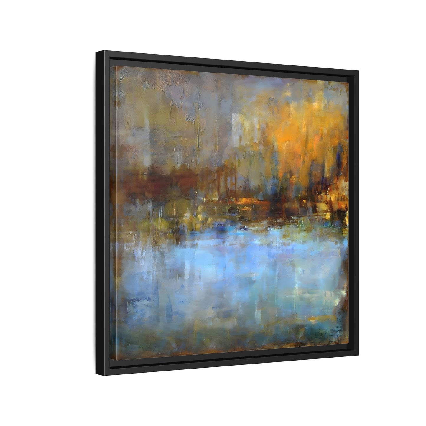 Large Framed Square Blue Gray Abstract Canvas Wall Art Prints