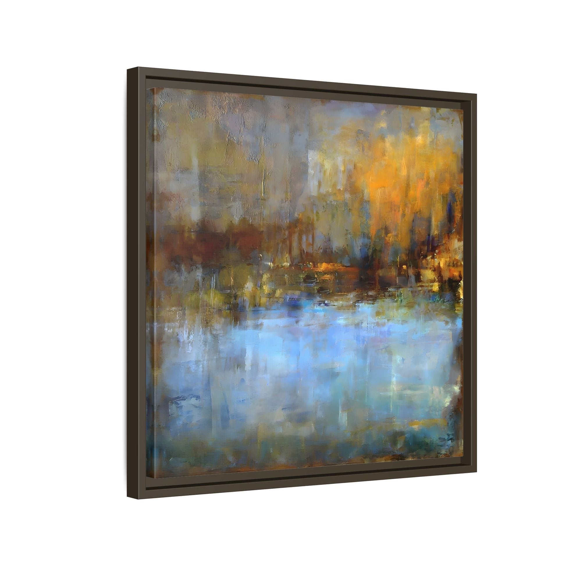 Large Framed Square Blue Gray Abstract Canvas Wall Art Prints