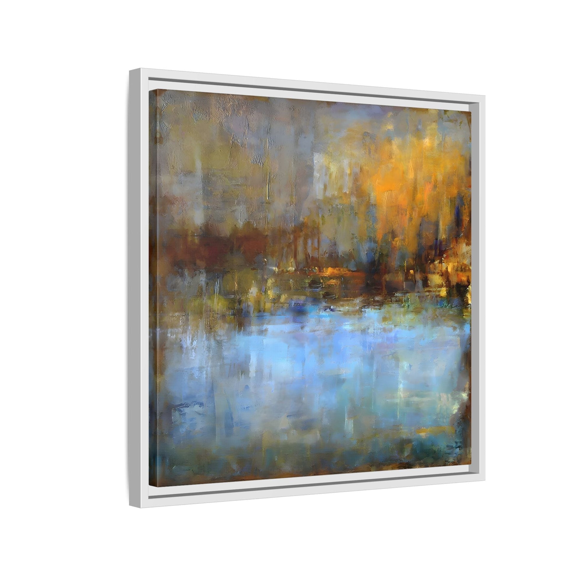 Large Framed Square Blue Gray Abstract Canvas Wall Art Prints