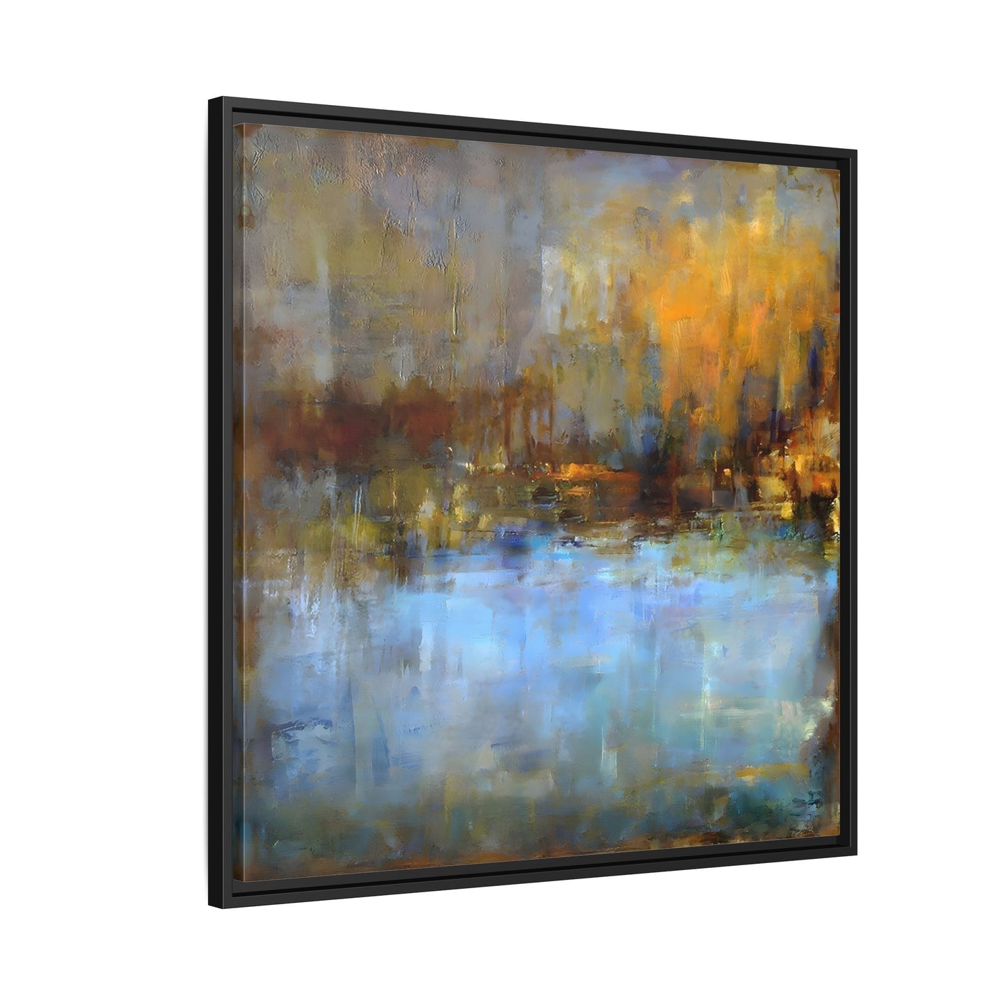 Large Framed Square Blue Gray Abstract Canvas Wall Art Prints