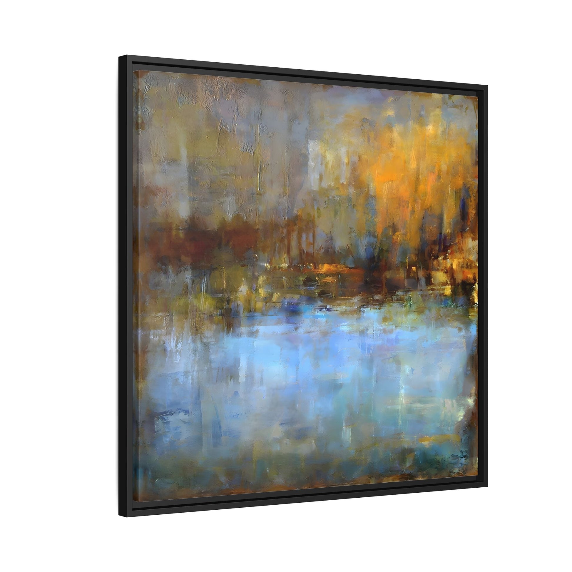 Large Framed Square Blue Gray Abstract Canvas Wall Art Prints