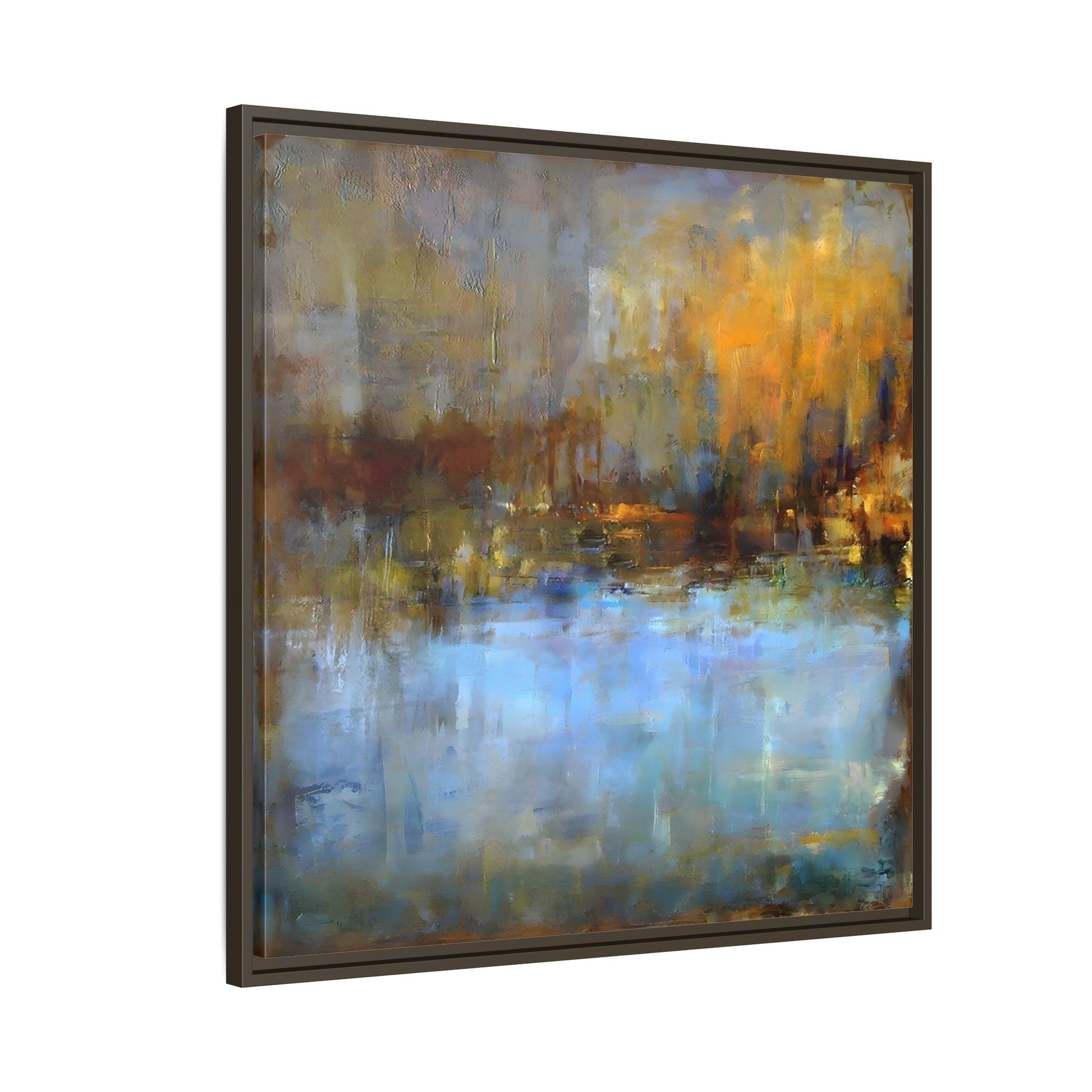 Large Framed Square Blue Gray Abstract Canvas Wall Art Prints