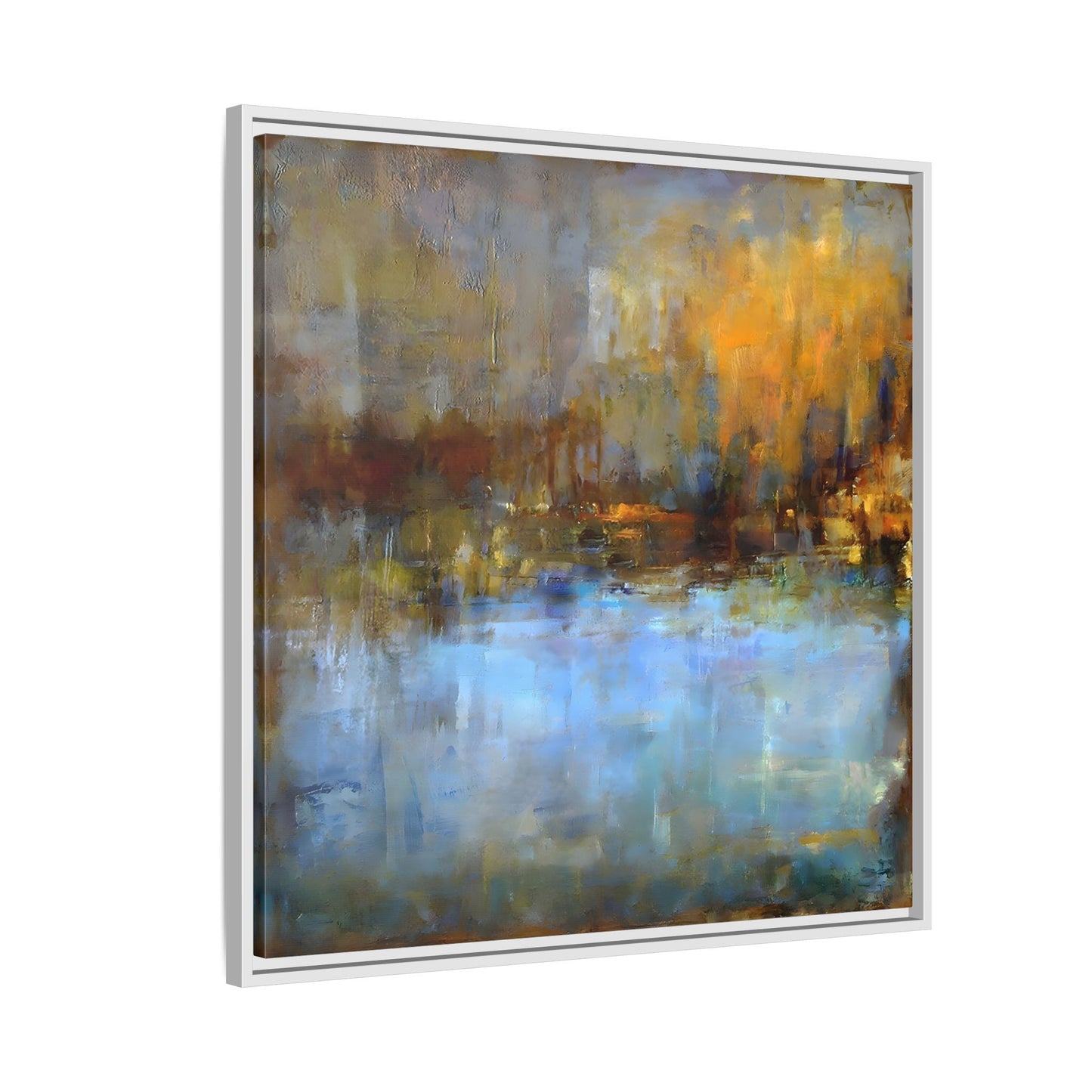 Large Framed Square Blue Gray Abstract Canvas Wall Art Prints