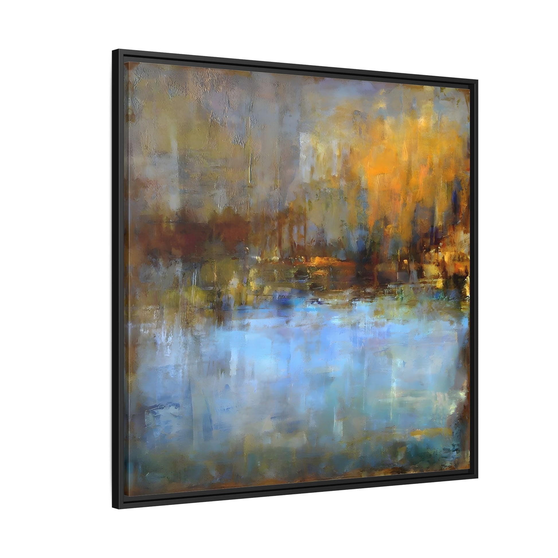 Large Framed Square Blue Gray Abstract Canvas Wall Art Prints