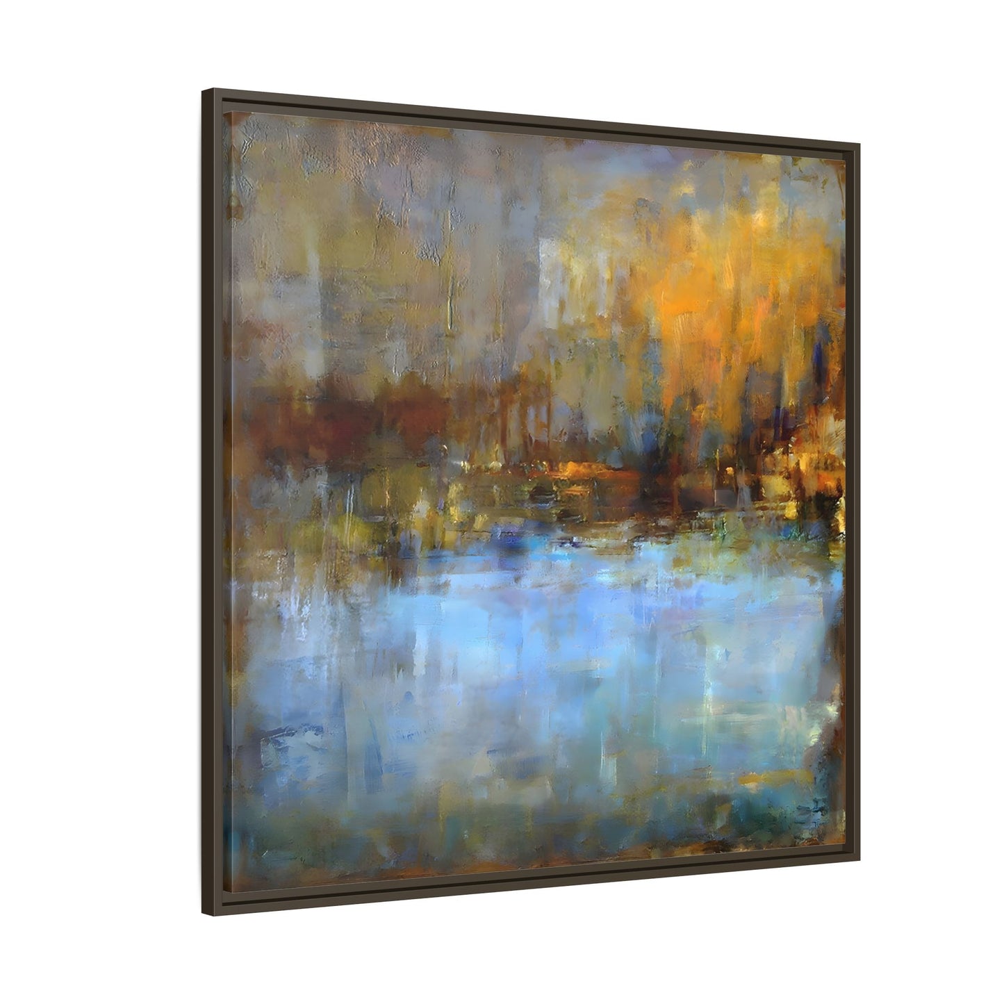 Large Framed Square Blue Gray Abstract Canvas Wall Art Prints