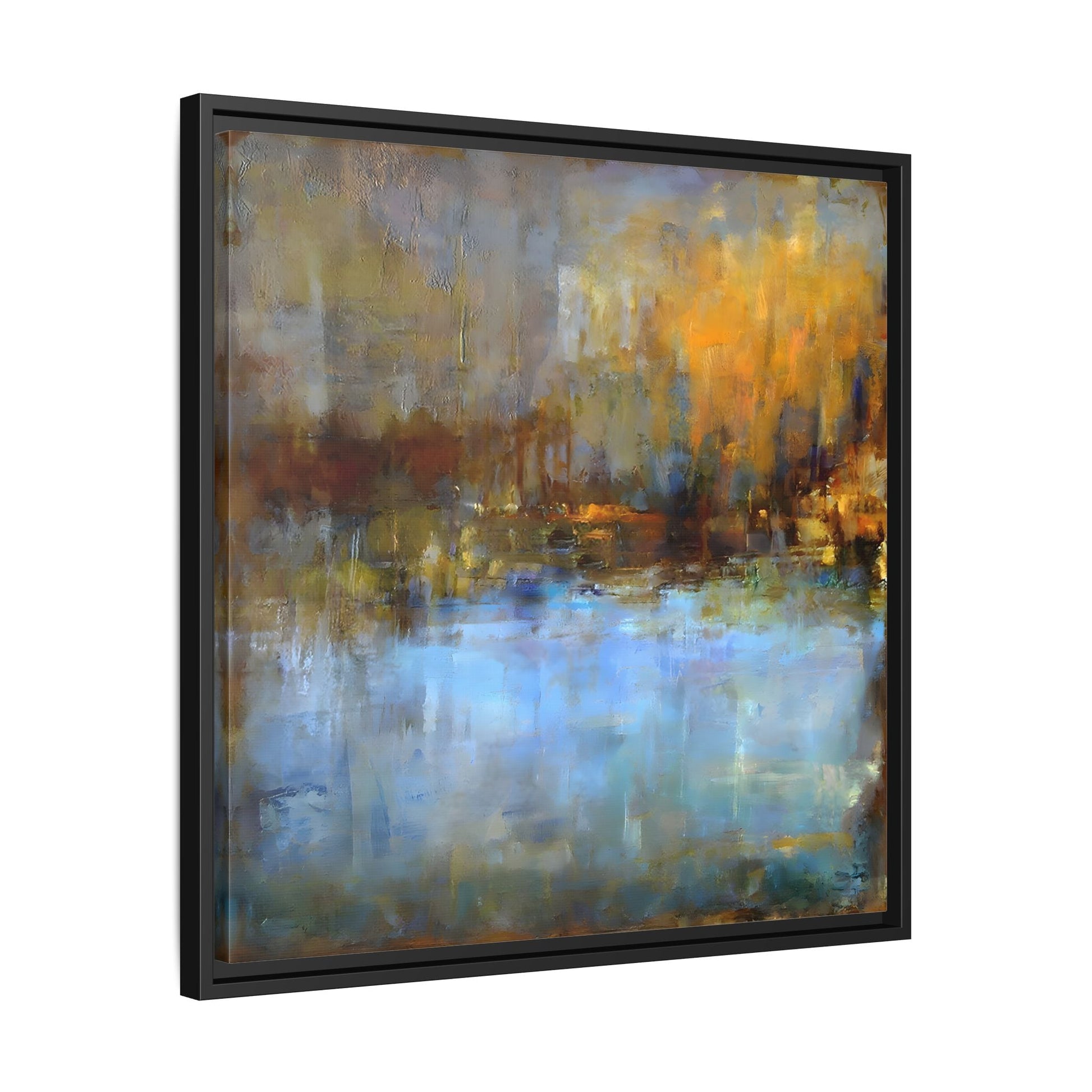 Large Framed Square Blue Gray Abstract Canvas Wall Art Prints