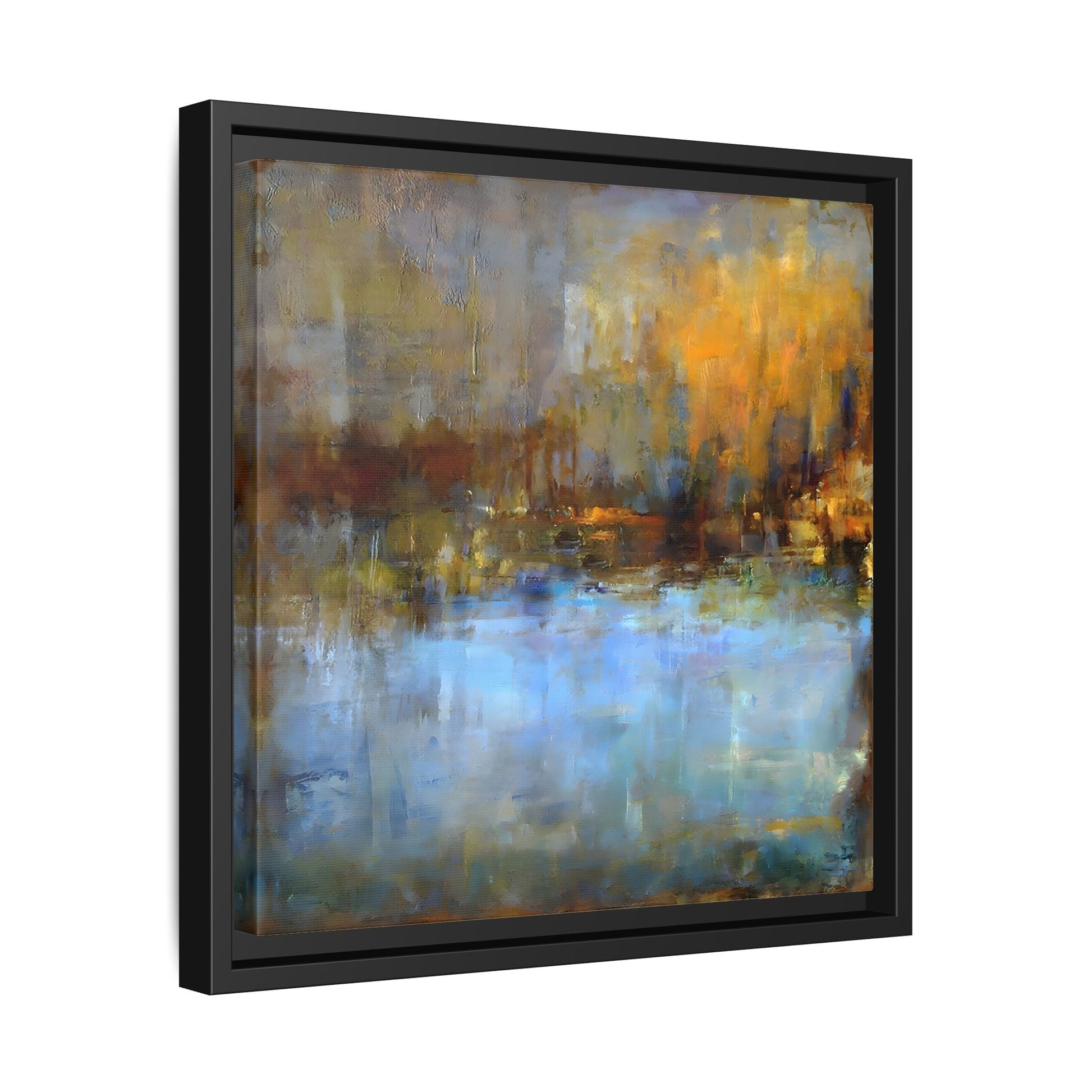 Large Framed Square Blue Gray Abstract Canvas Wall Art Prints