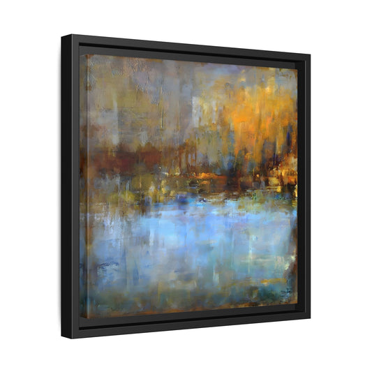 Large Framed Square Blue Gray Abstract Canvas Wall Art Prints