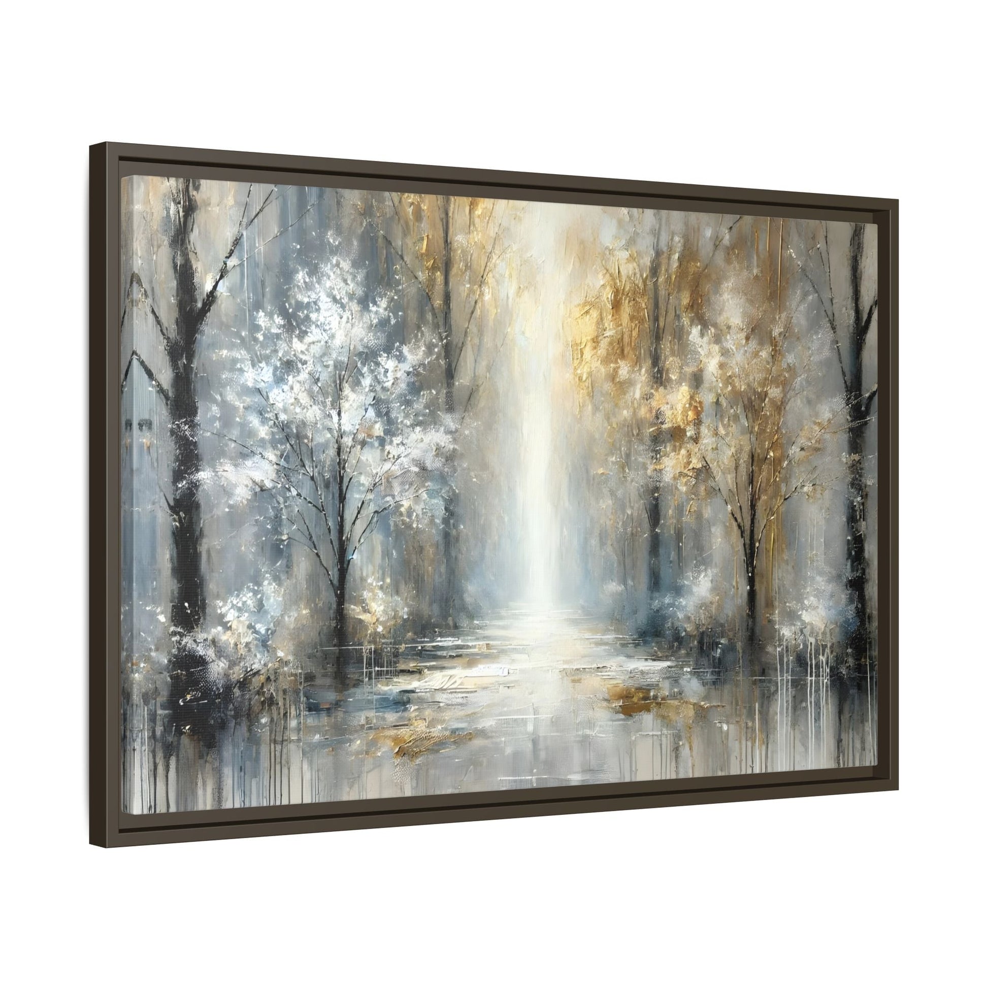 Large Gold Silver Landscape Canvas Print - Modern Home Decor Wall Art