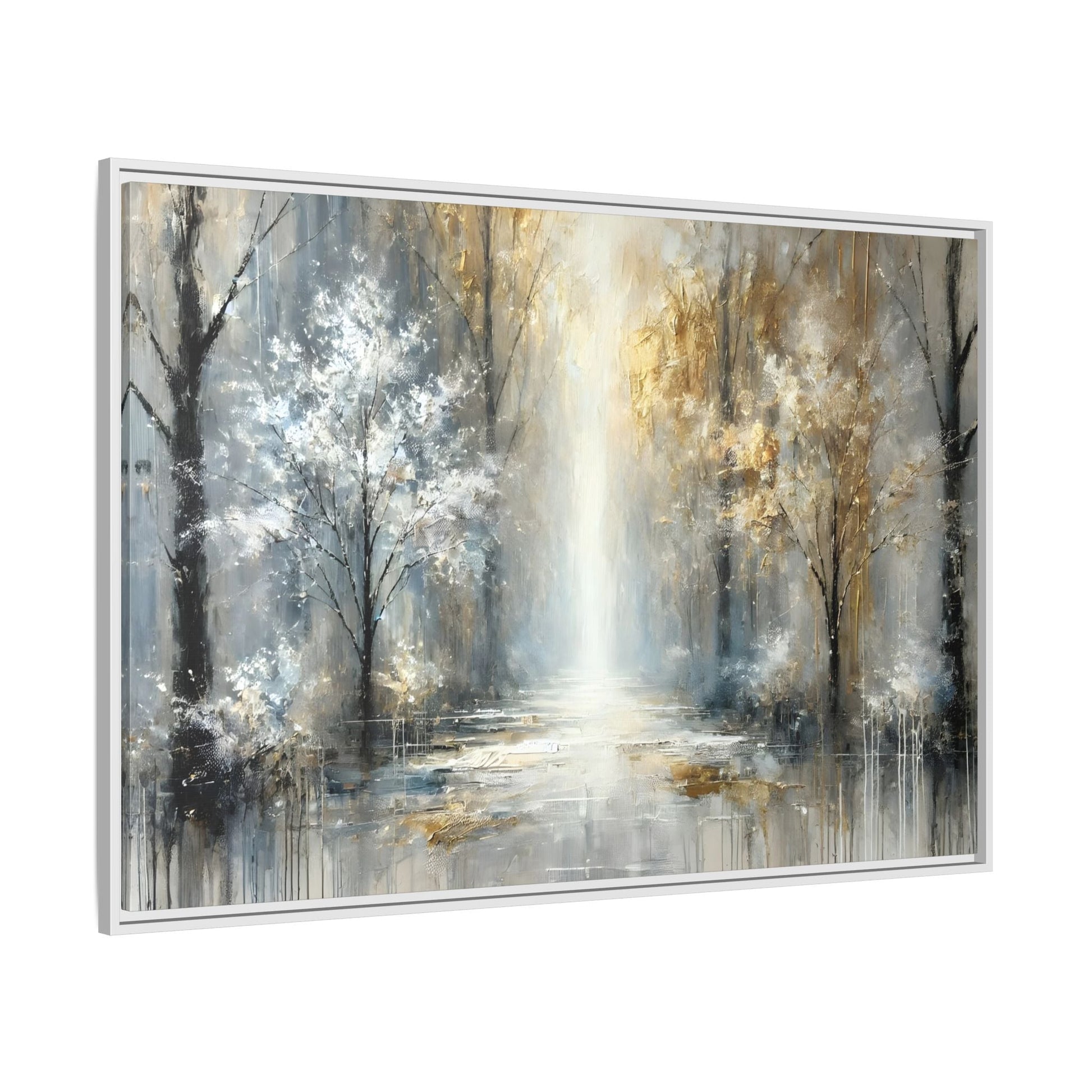 Large Gold Silver Landscape Canvas Print - Modern Home Decor Wall Art