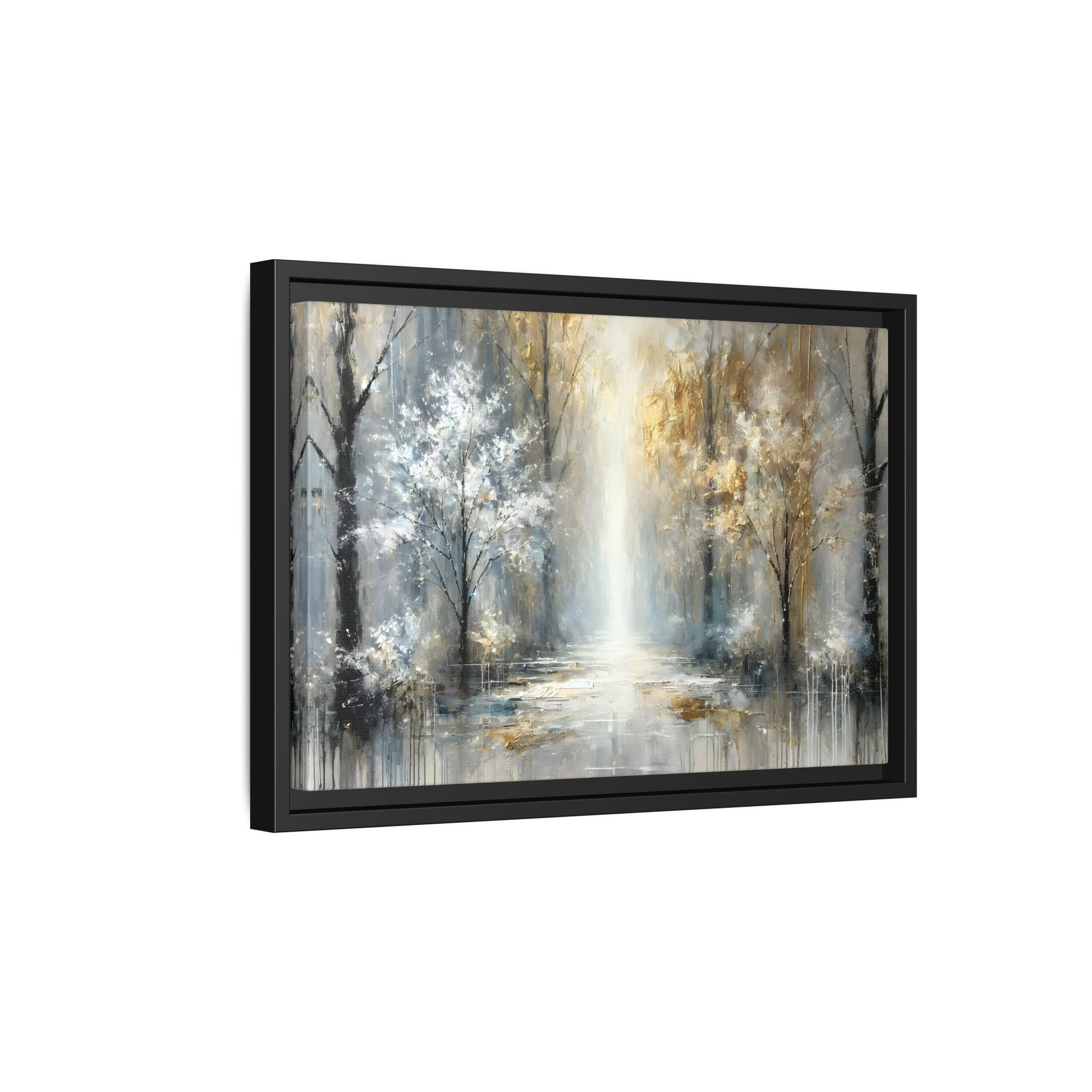 Large Gold Silver Landscape Canvas Print - Modern Home Decor Wall Art