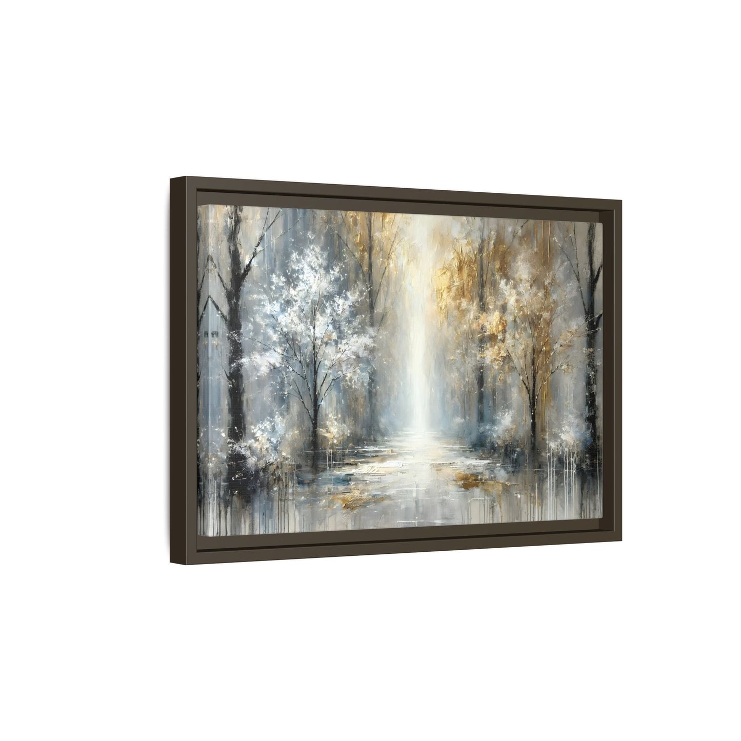 Large Gold Silver Landscape Canvas Print - Modern Home Decor Wall Art