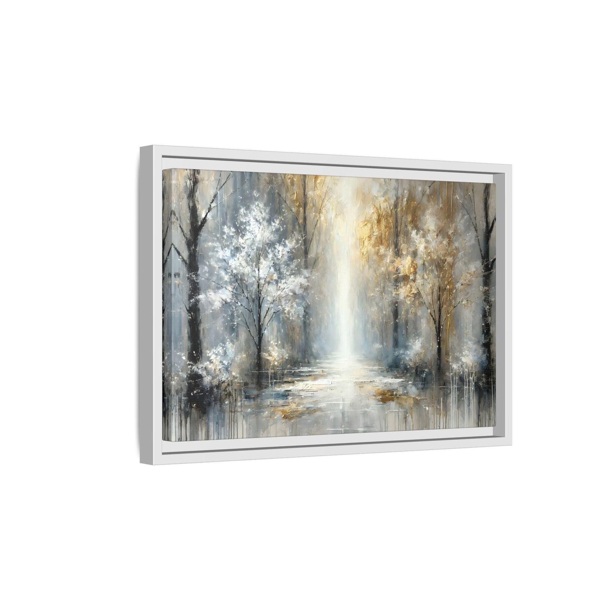 Large Gold Silver Landscape Canvas Print - Modern Home Decor Wall Art