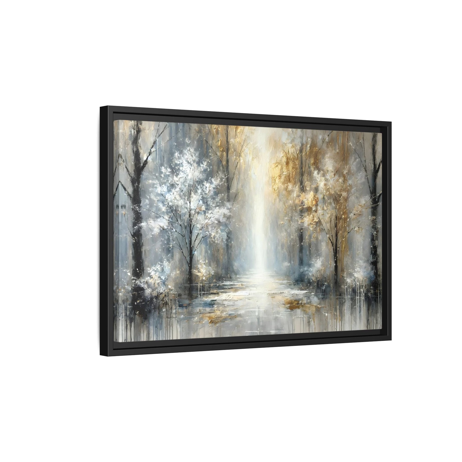 Large Gold Silver Landscape Canvas Print - Modern Home Decor Wall Art