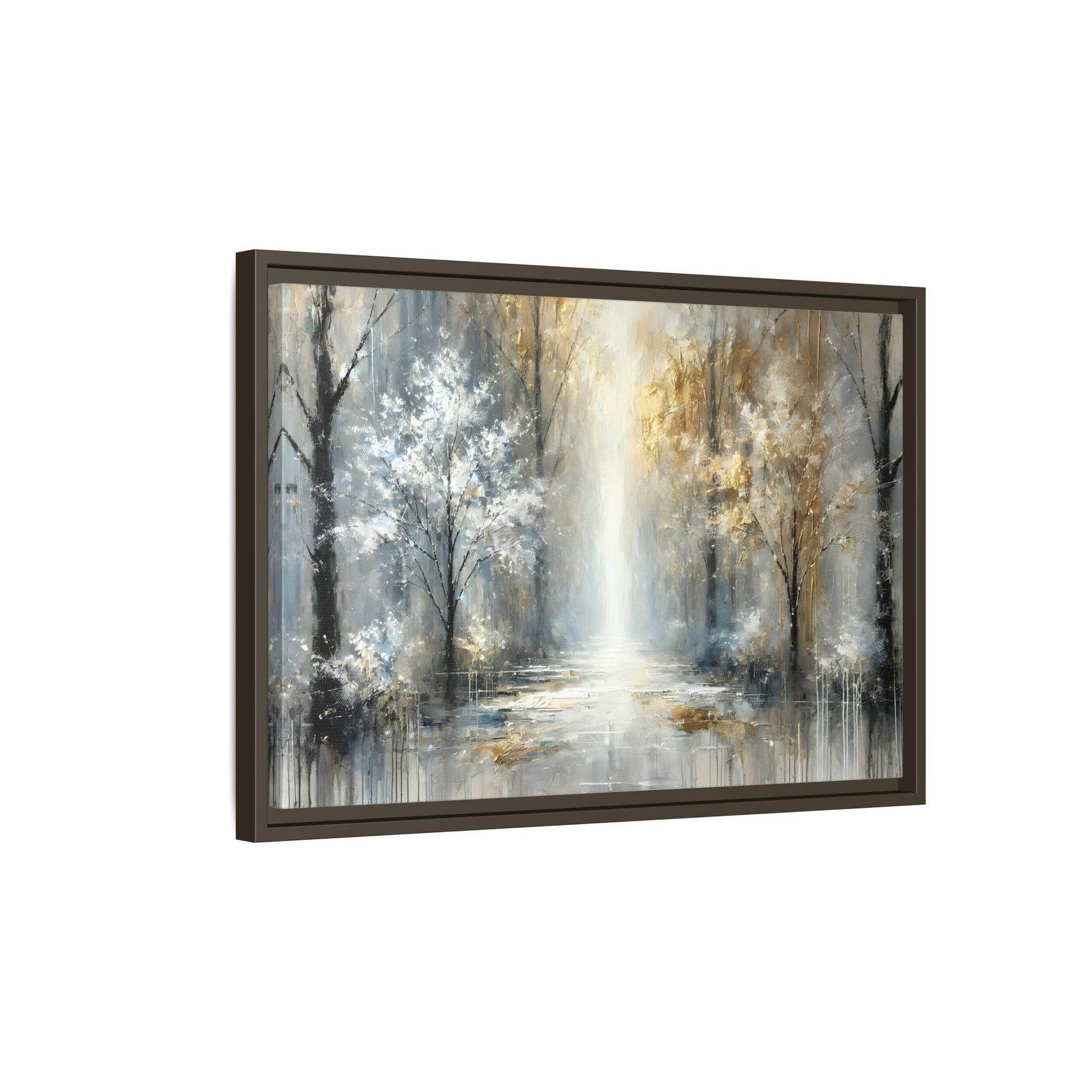 Large Gold Silver Landscape Canvas Print - Modern Home Decor Wall Art