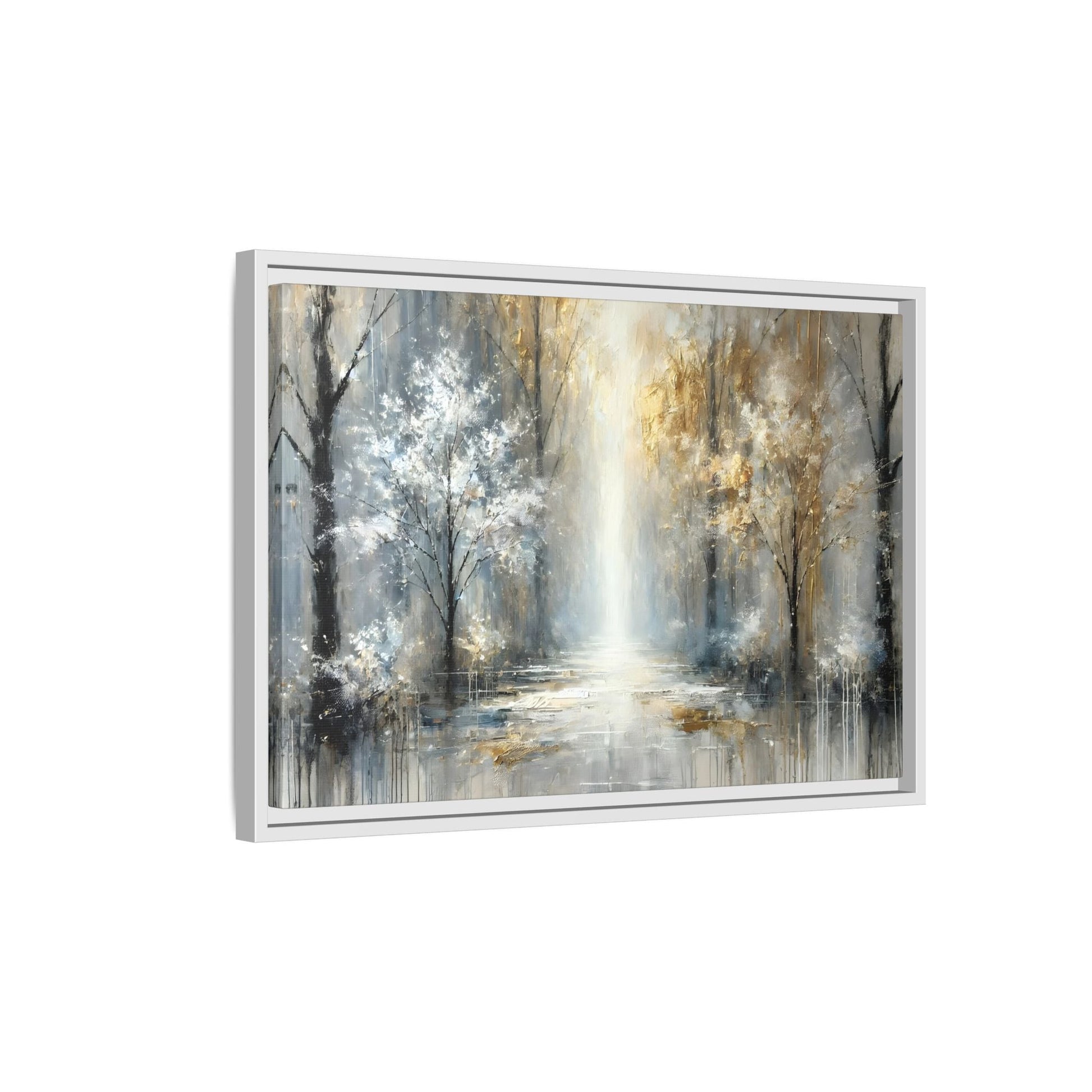 Large Gold Silver Landscape Canvas Print - Modern Home Decor Wall Art