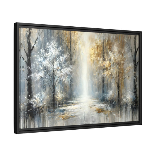 Large Gold Silver Landscape Canvas Print - Modern Home Decor Wall Art