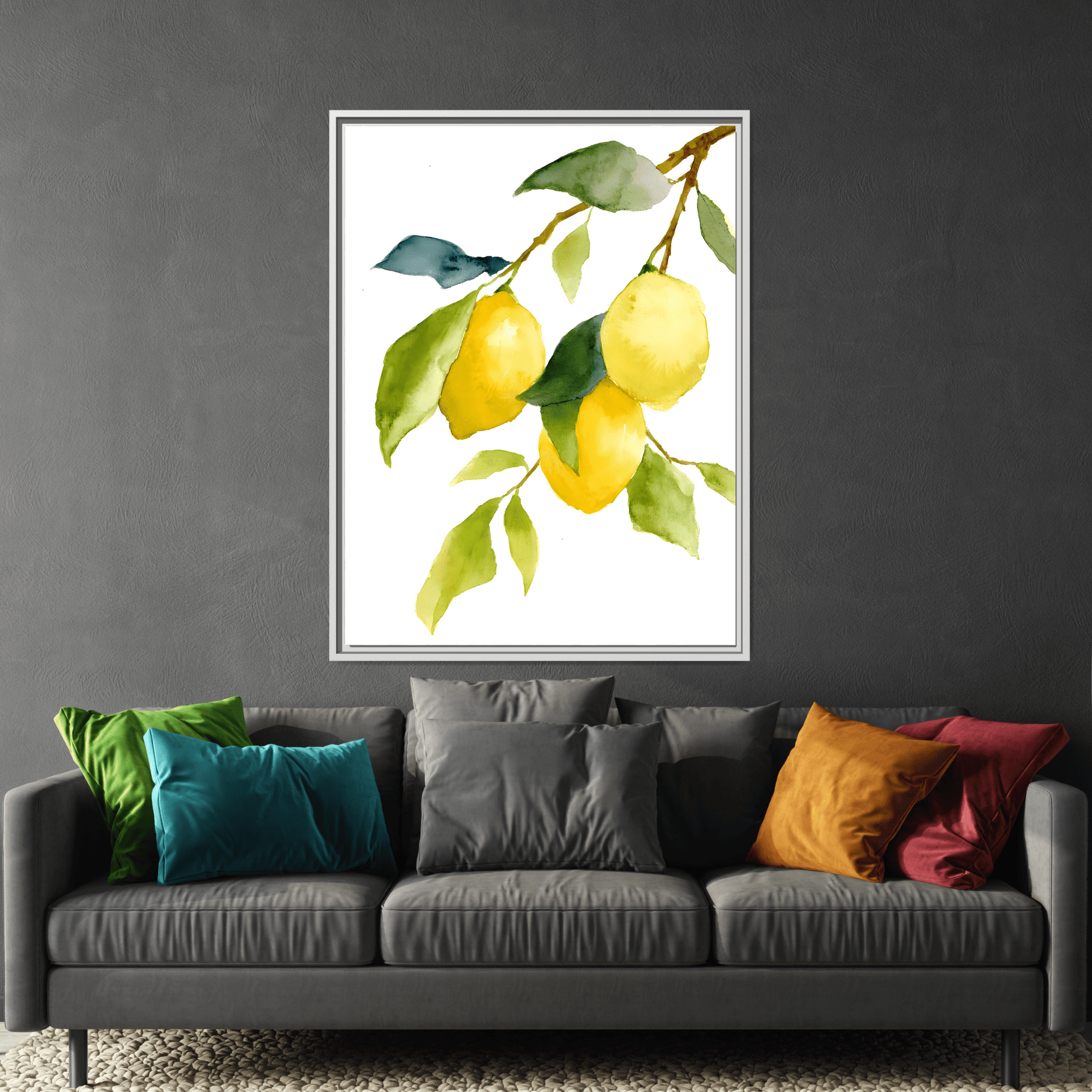 Lemon Branch Framed Canvas Wall Art Print