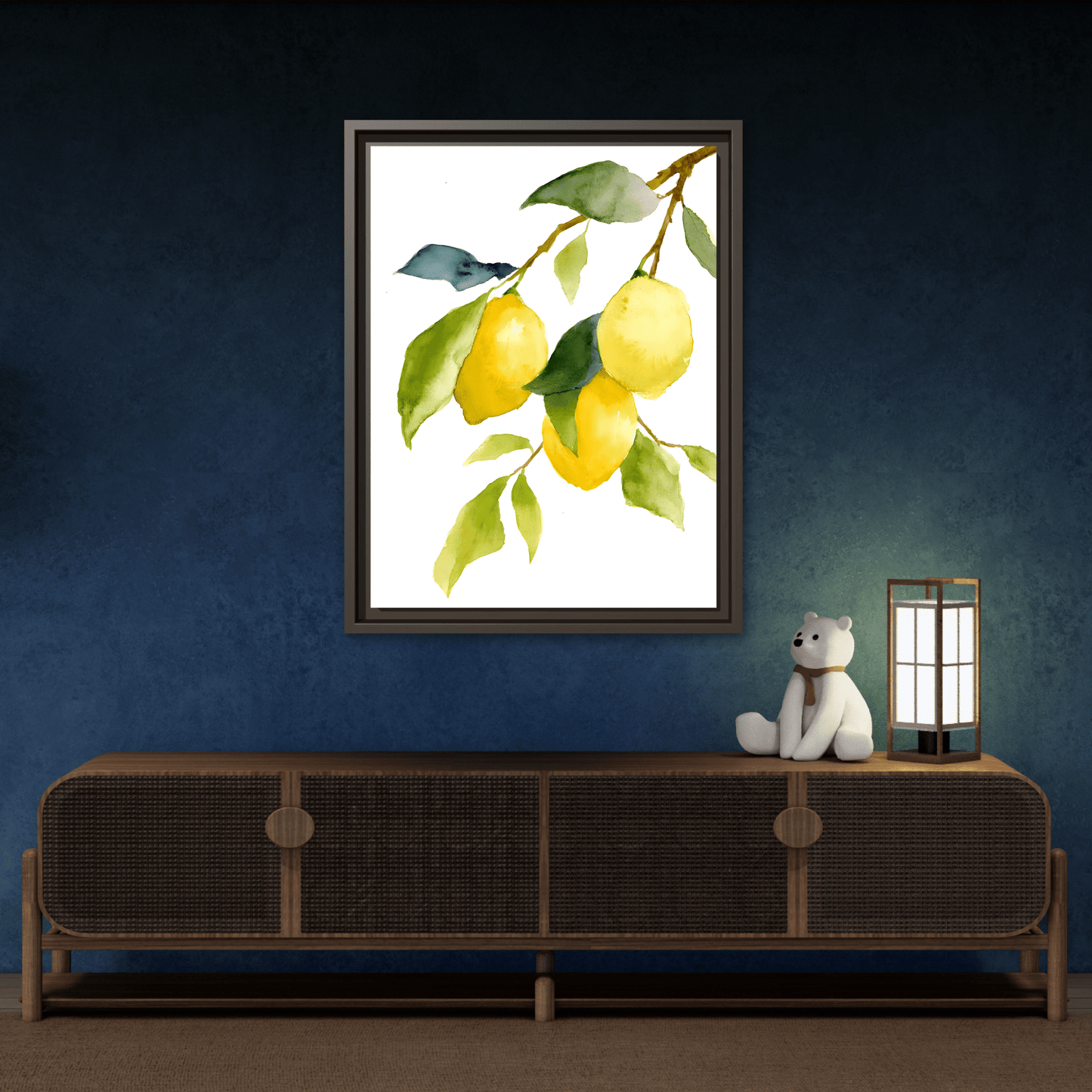 Lemon Branch Framed Canvas Wall Art Print