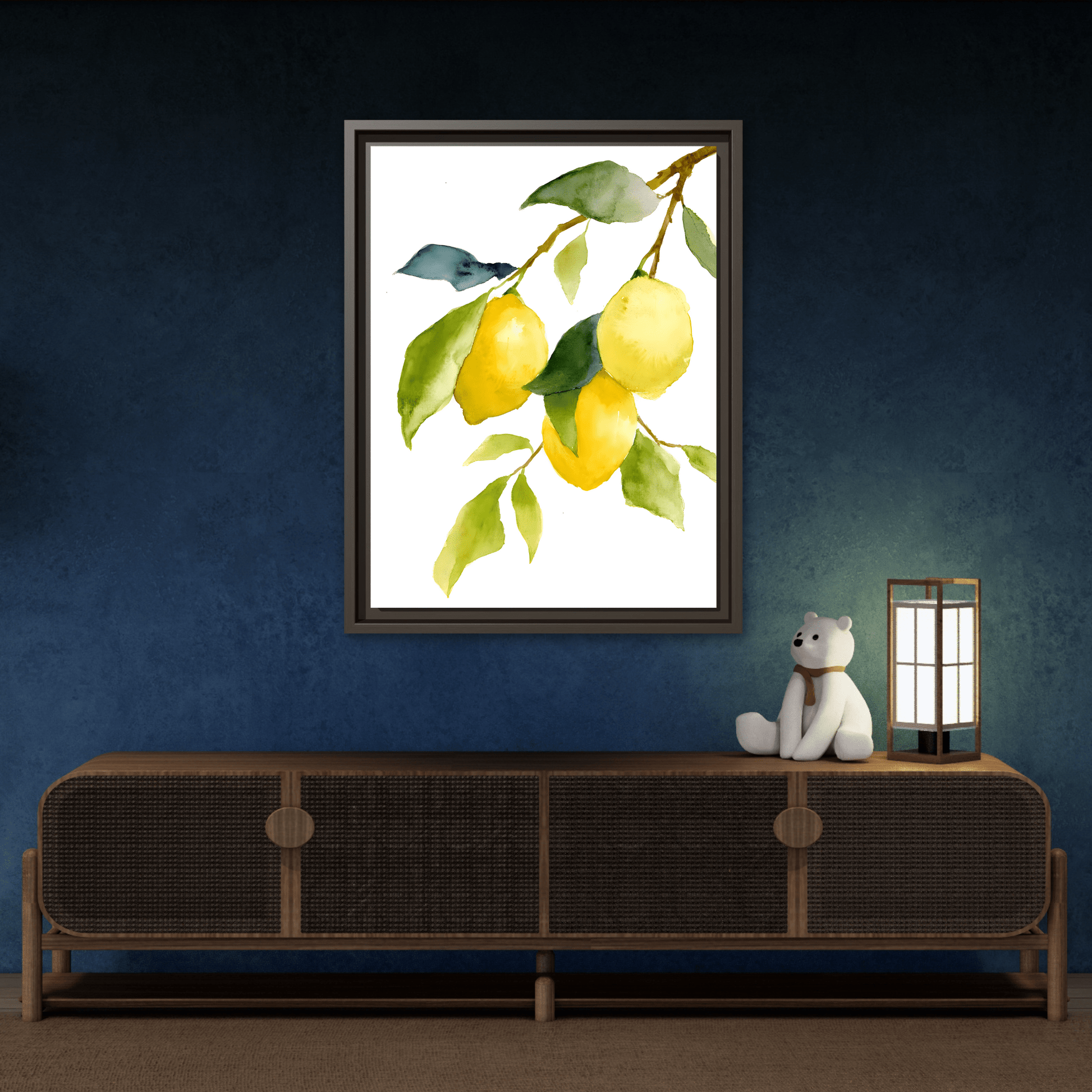 Lemon Branch Framed Canvas Wall Art Print