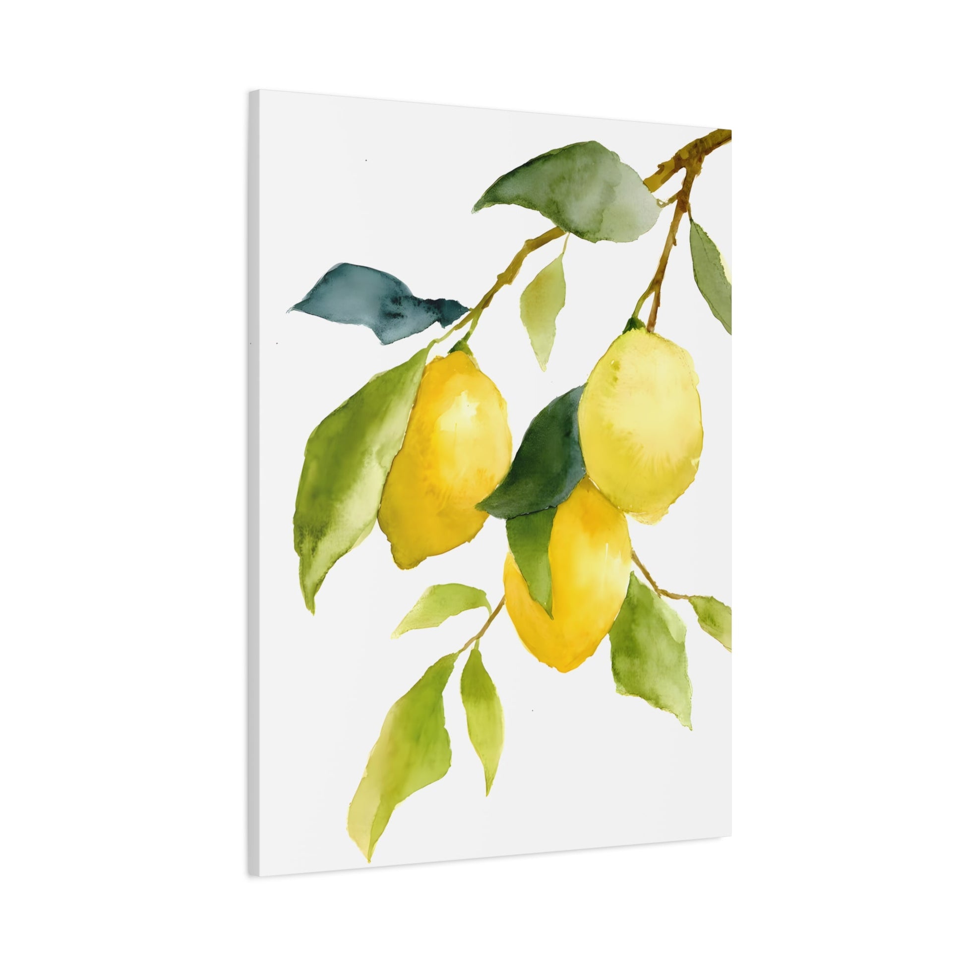 Lemon Watercolor Canvas Art Print - Botanical Kitchen Wall Decor