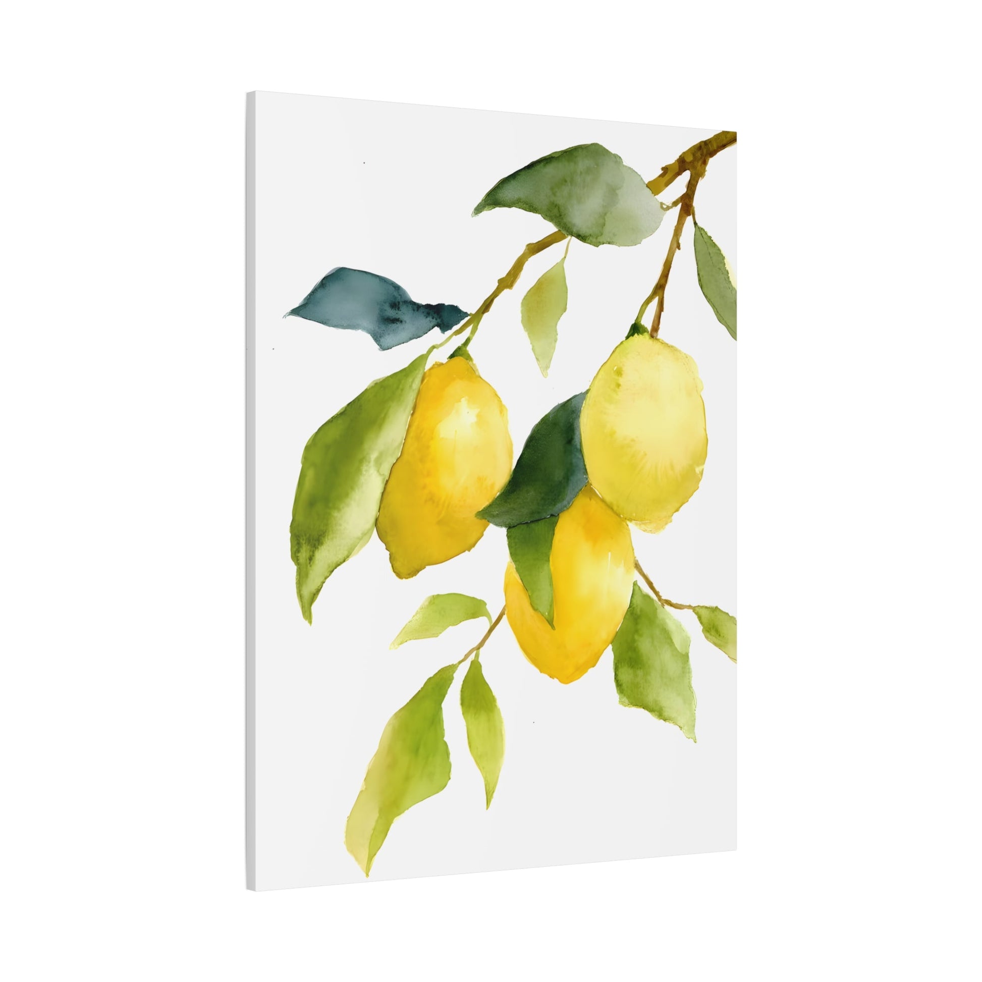 Lemon Watercolor Canvas Art Print - Botanical Kitchen Wall Decor