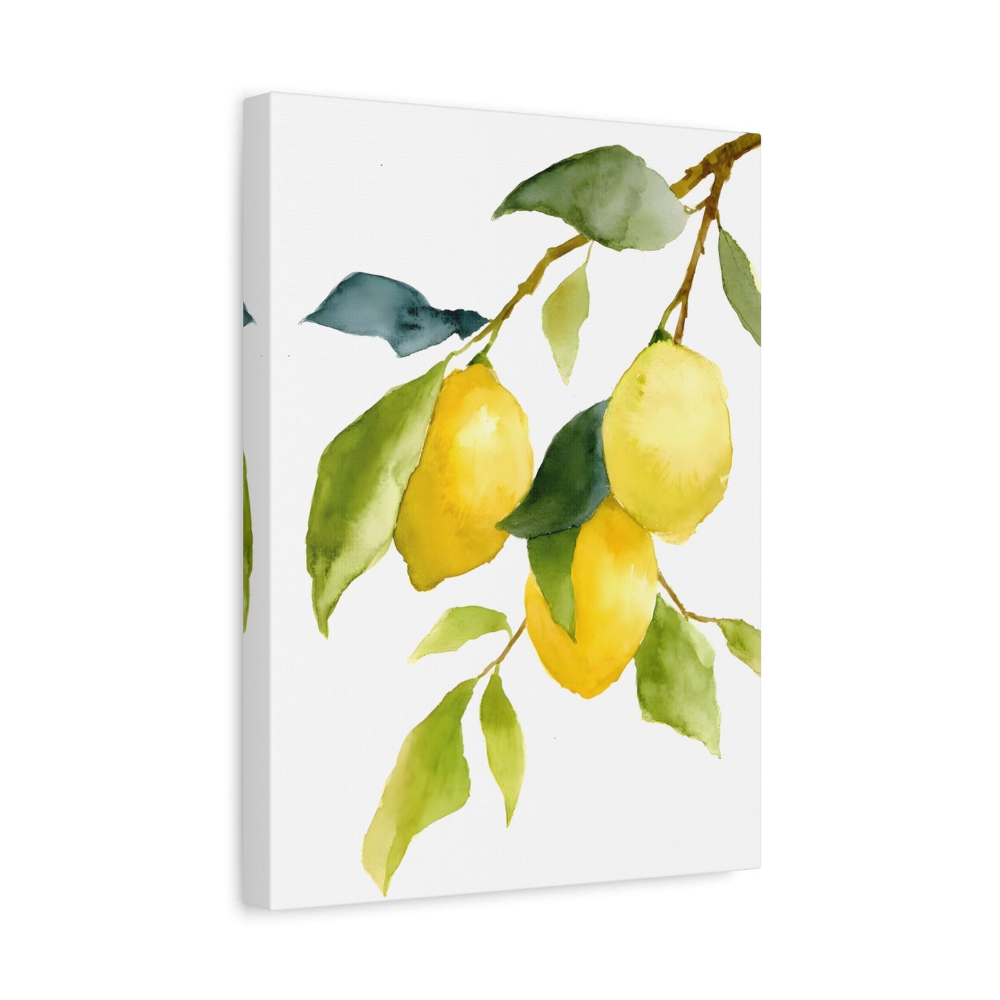 Lemon Watercolor Canvas Art Print - Botanical Kitchen Wall Decor