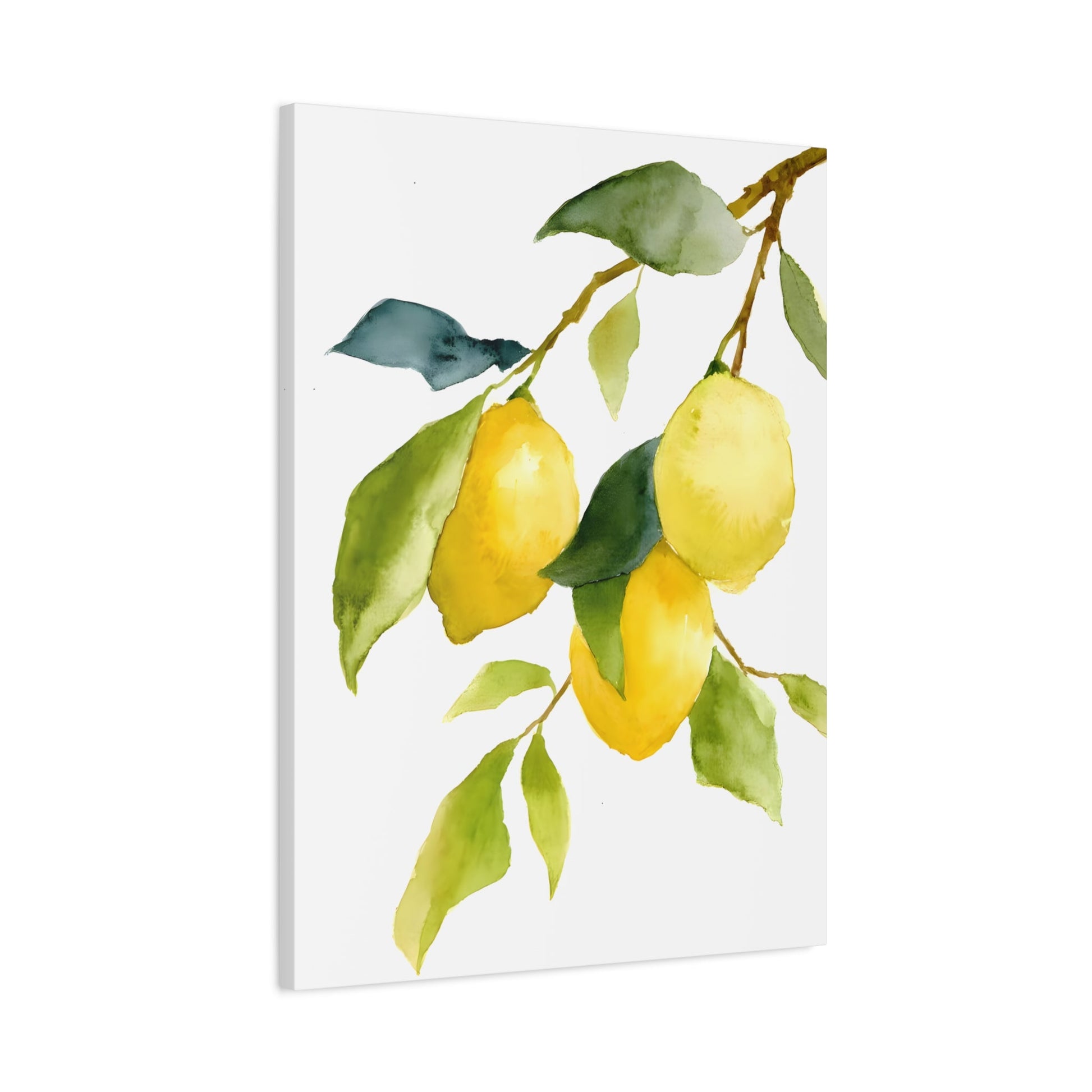 Lemon Watercolor Canvas Art Print - Botanical Kitchen Wall Decor
